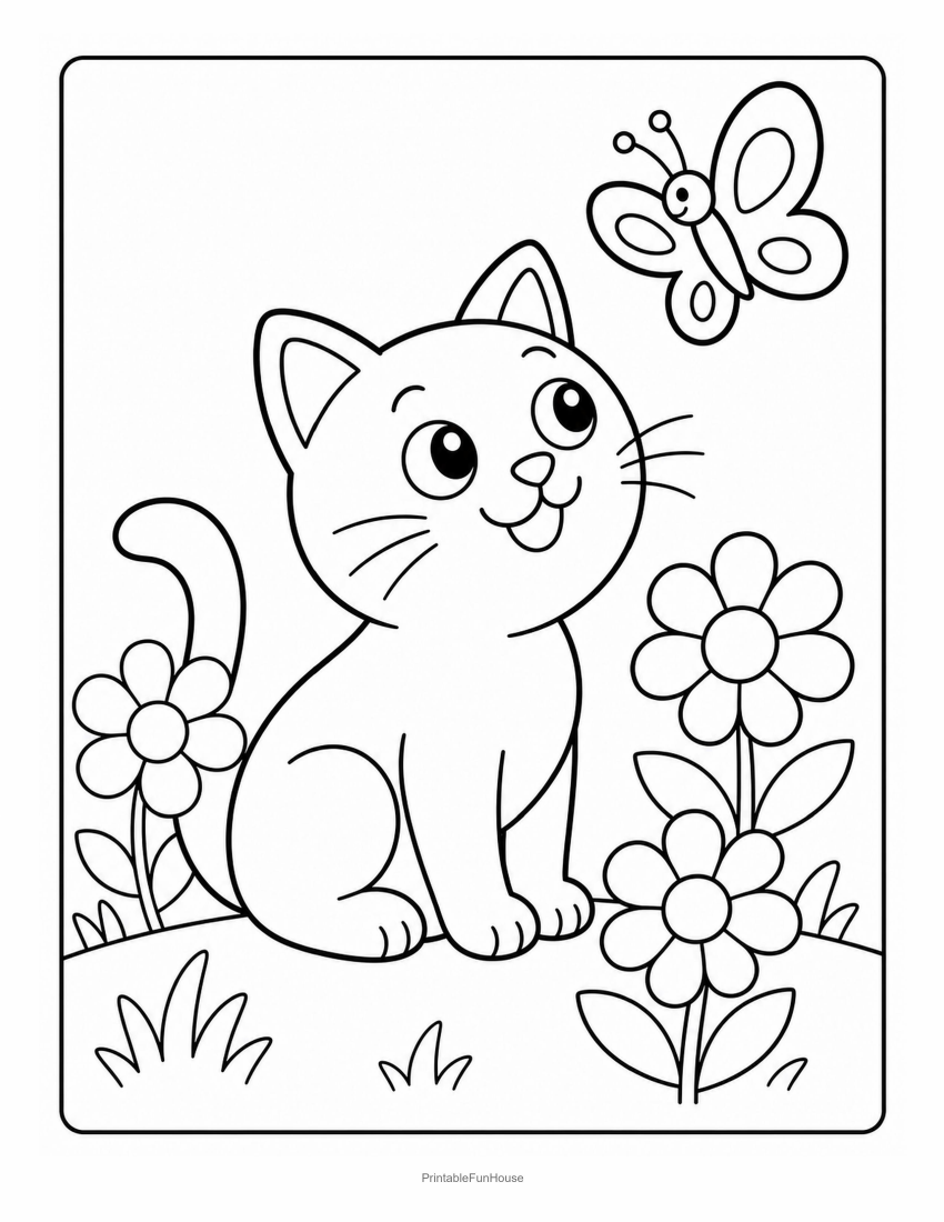 Cat Butterfly Garden