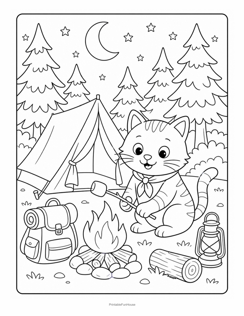 Cat Camping Forest