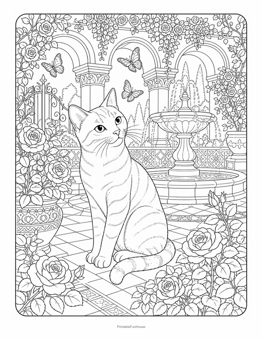 Cat Floral Courtyard