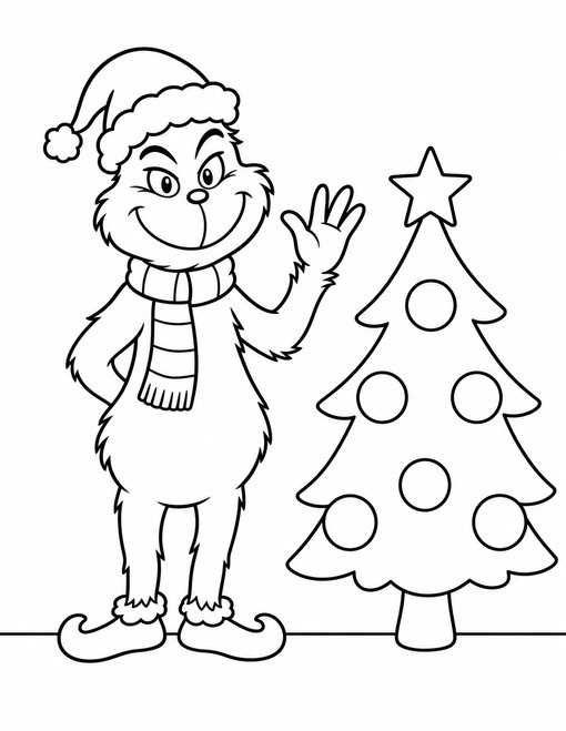 Grinch Beside Tree