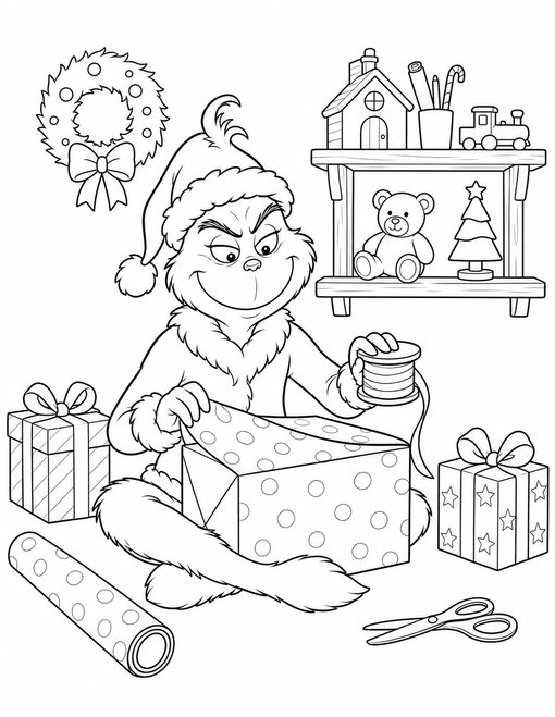 Grinch Wrapping Presents