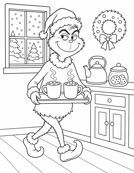 Grinch Serving Cocoa