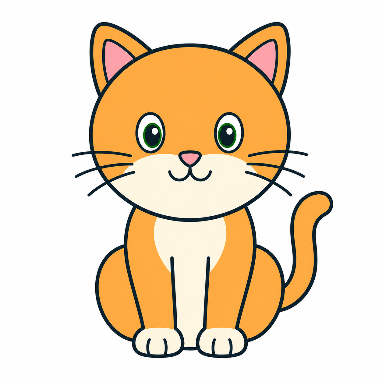 Finished, colored how to draw a cat step by step drawing