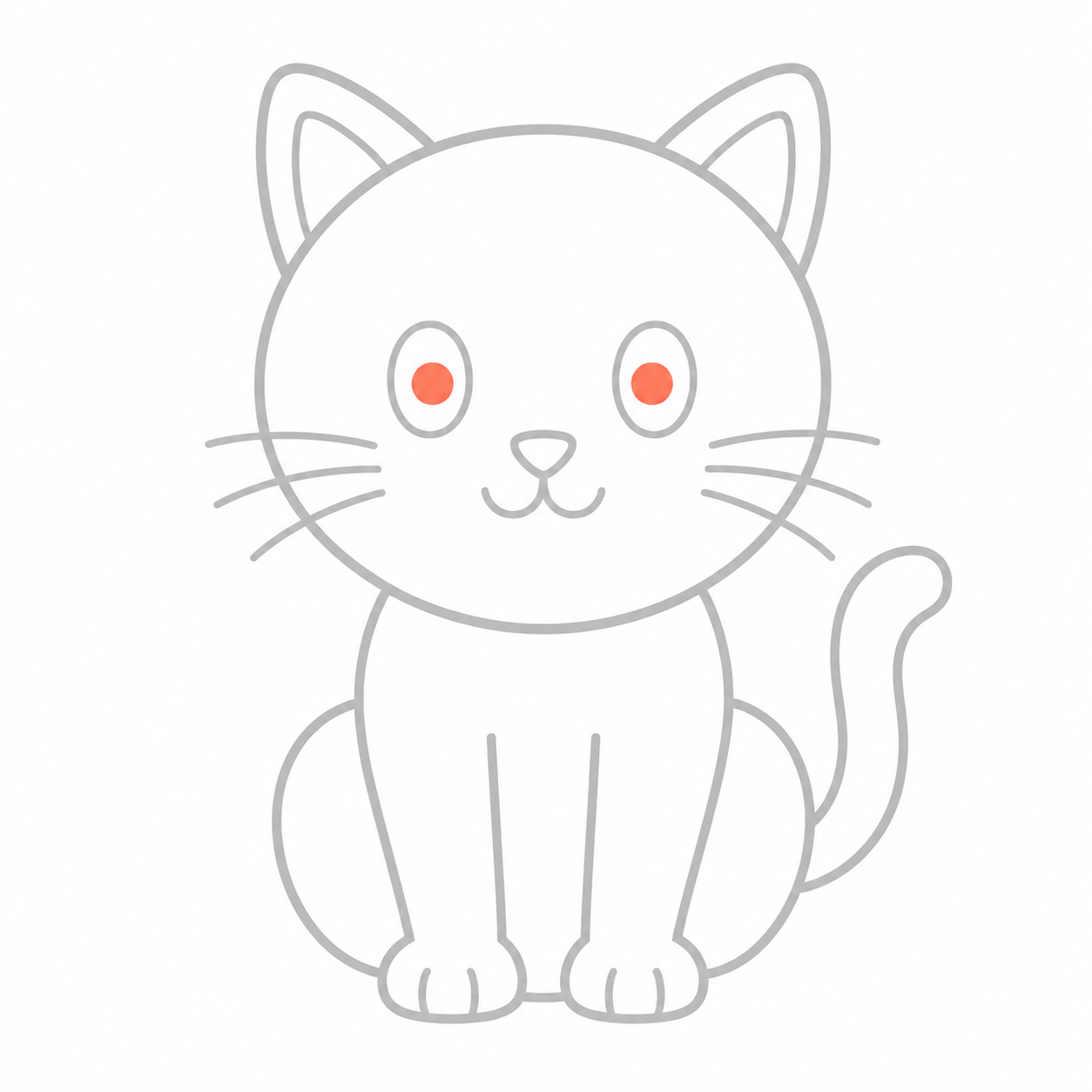 Step 4: Add a round pupil inside each of the cat's eyes.