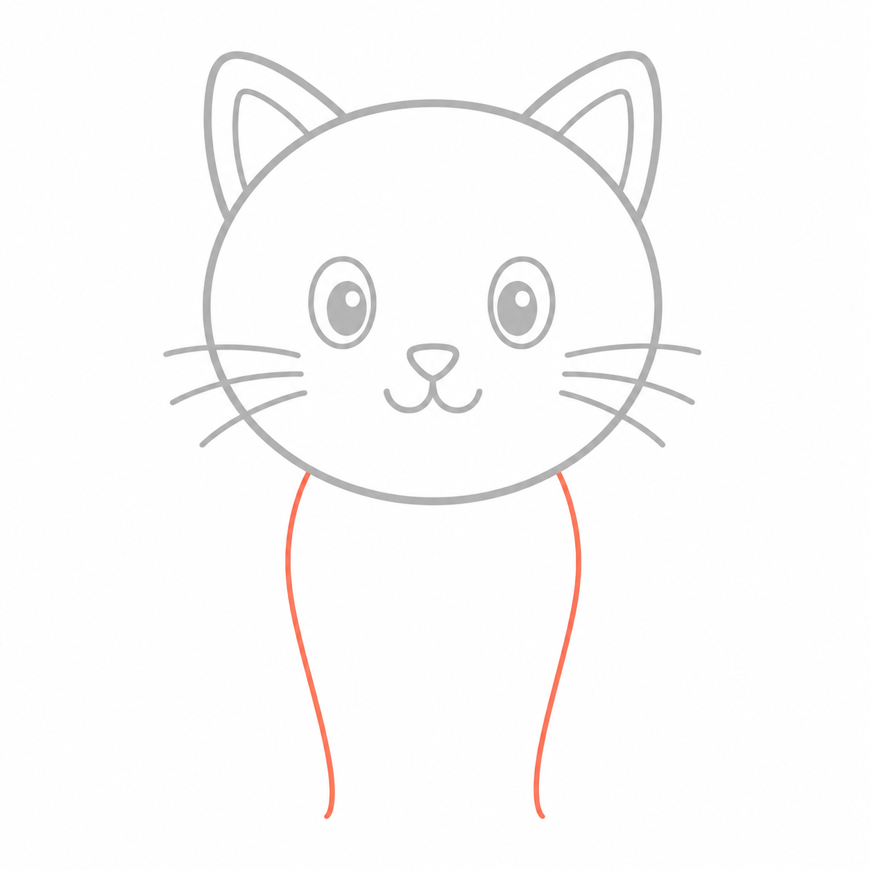 Step 7: Draw the two curved outer sides of the cat's body.