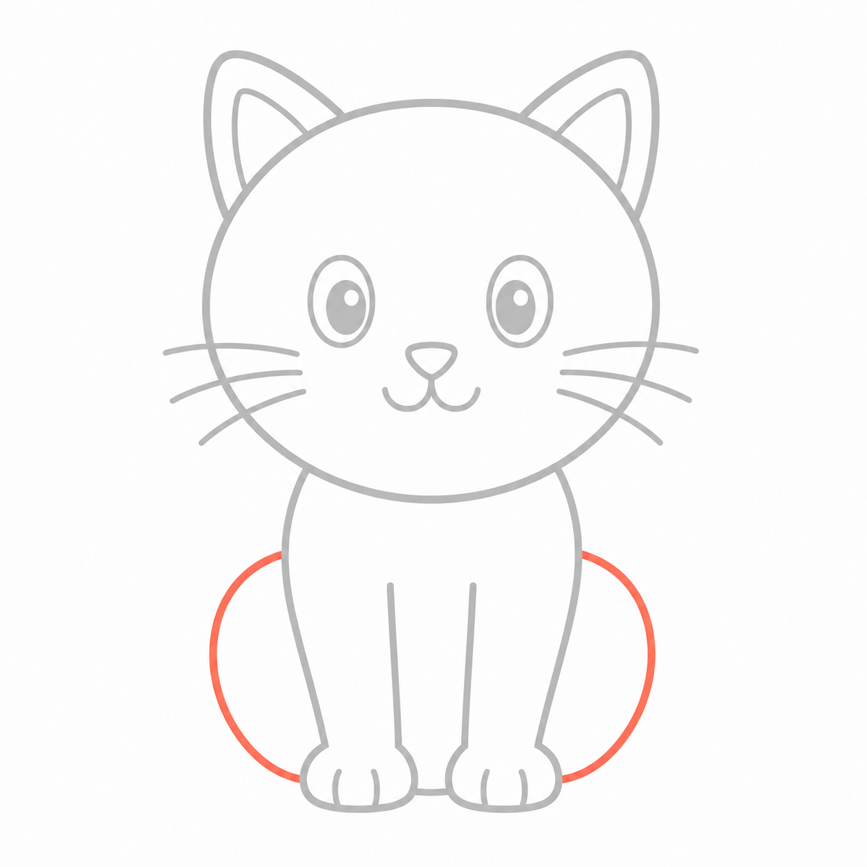 Step 13: Add two curved back haunches to the sitting cat.