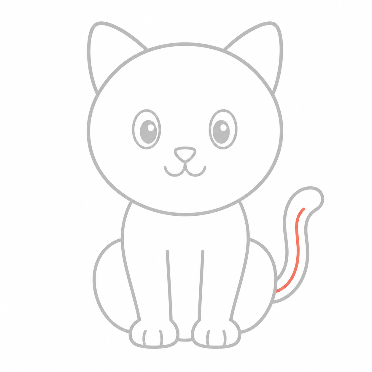 Step 14: Draw the inner curved line of the cat's raised tail.
