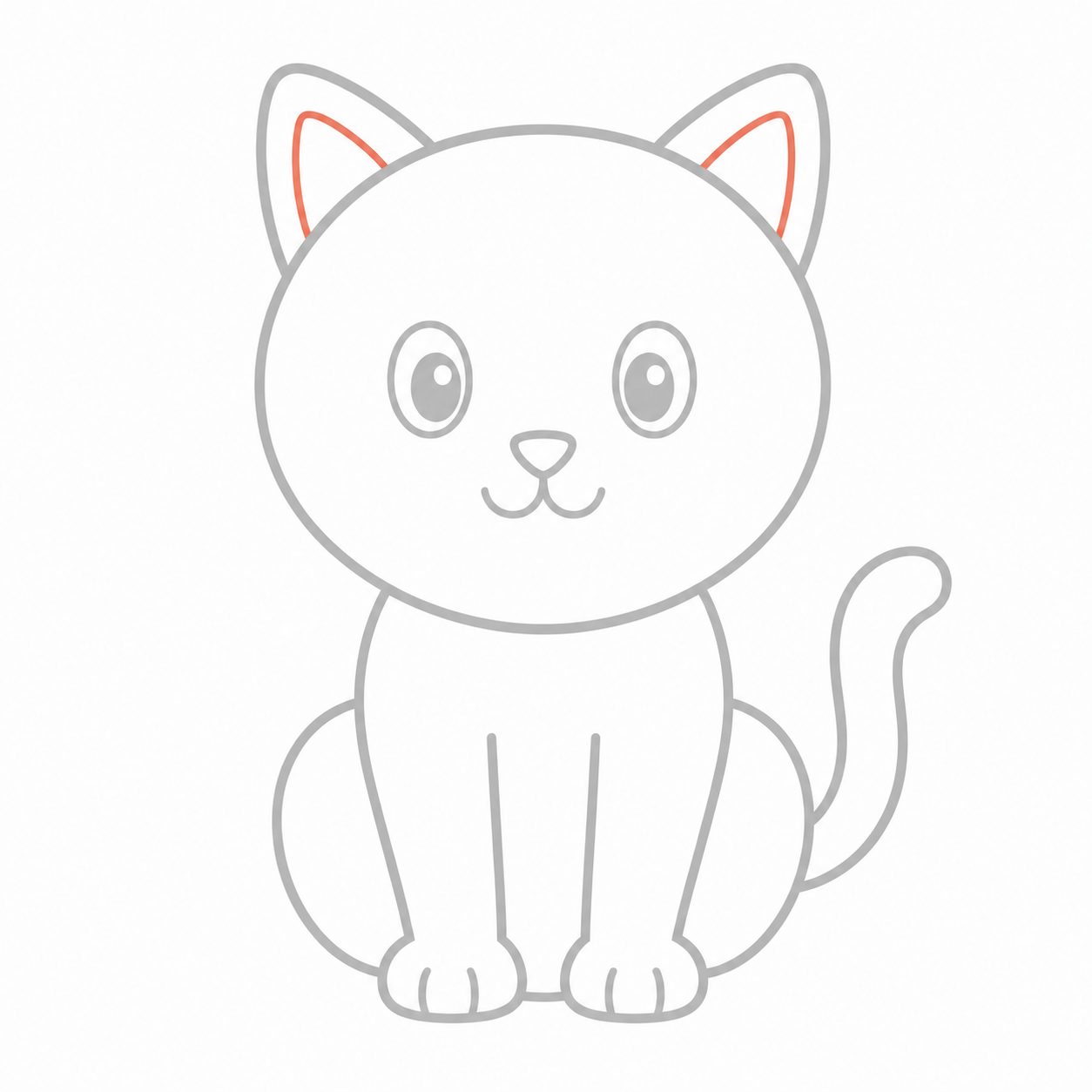 Step 16: Add matching inner-ear shapes to the cat.