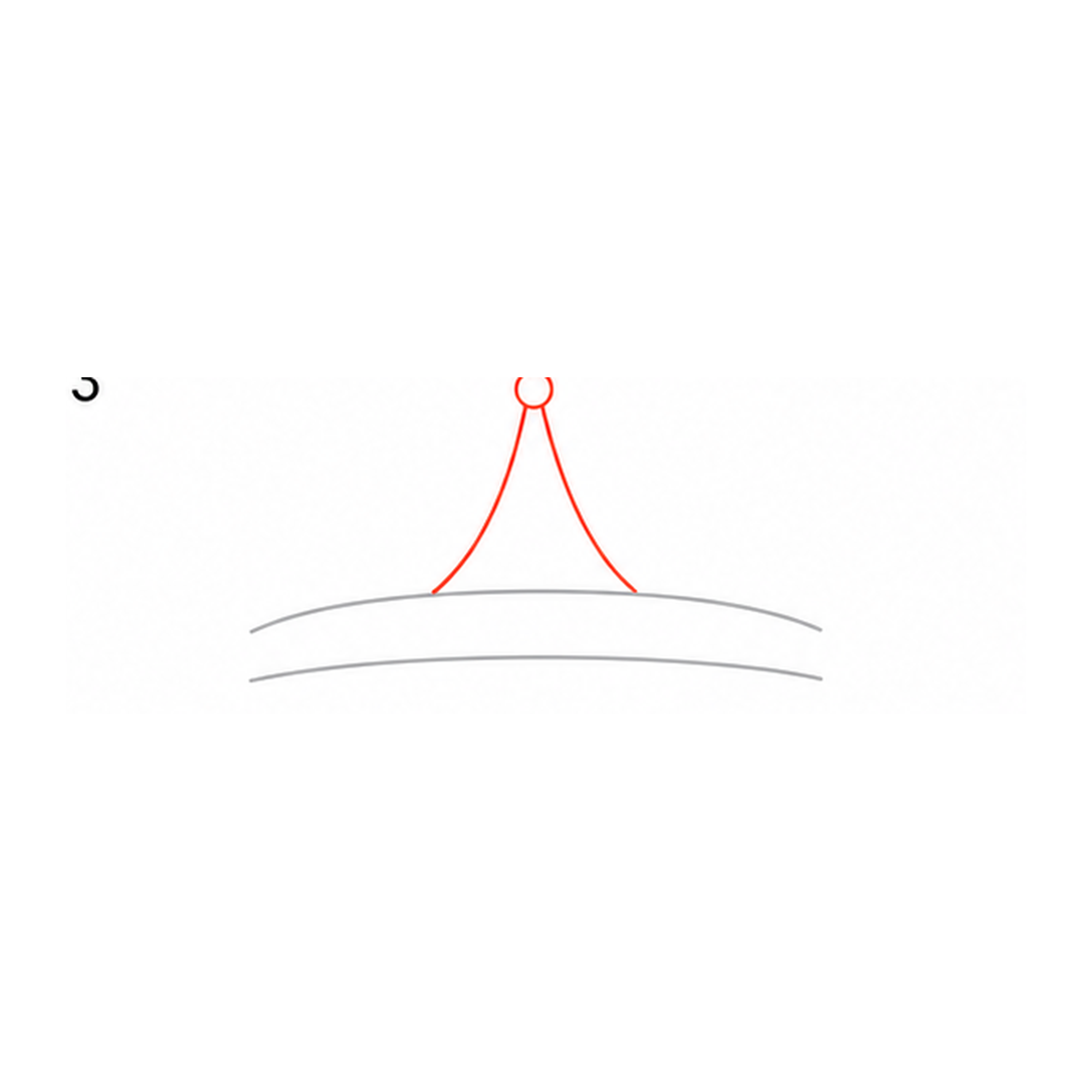 Step 3 of how to draw a crown: draw the center point.