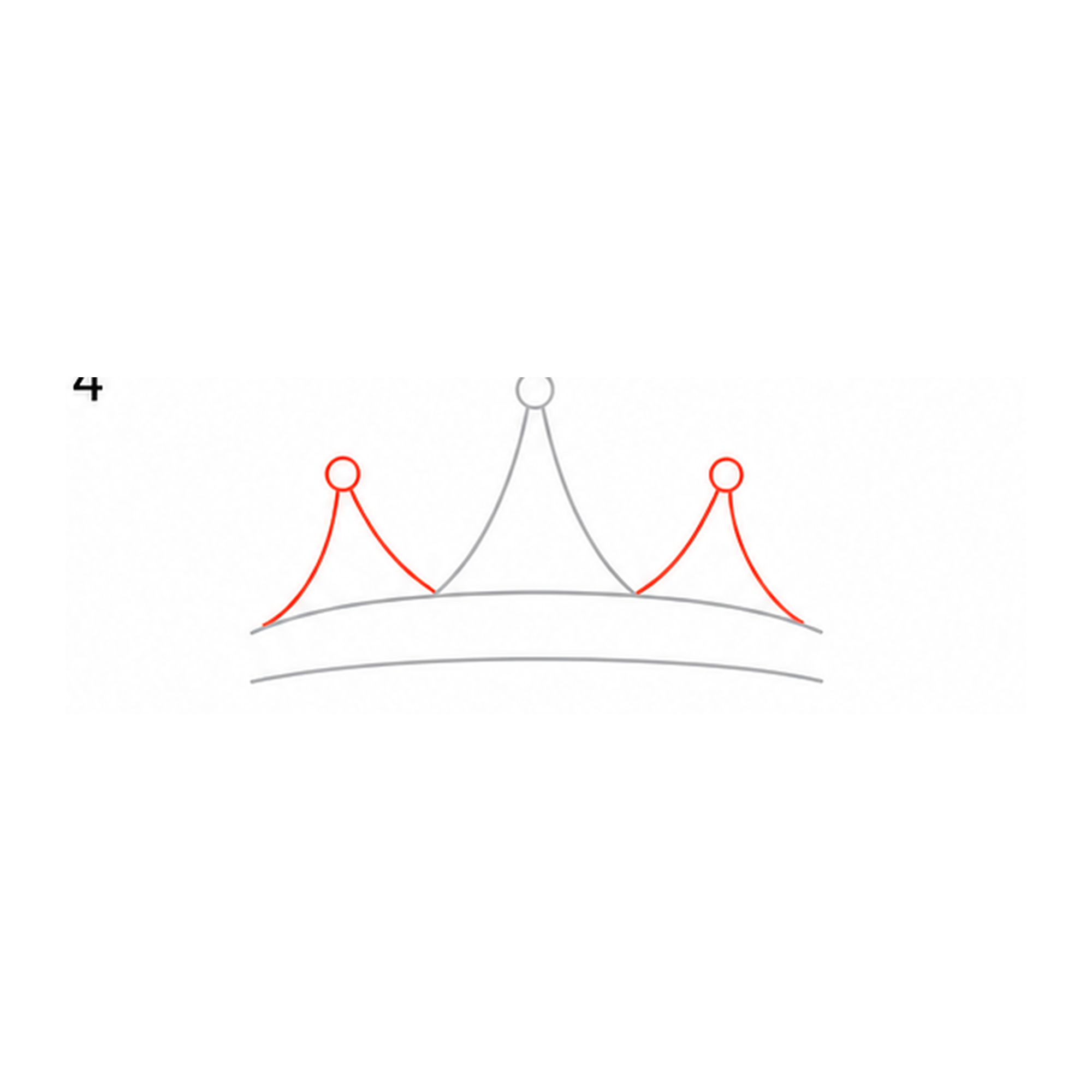 Step 4 of how to draw a crown: add the middle points.