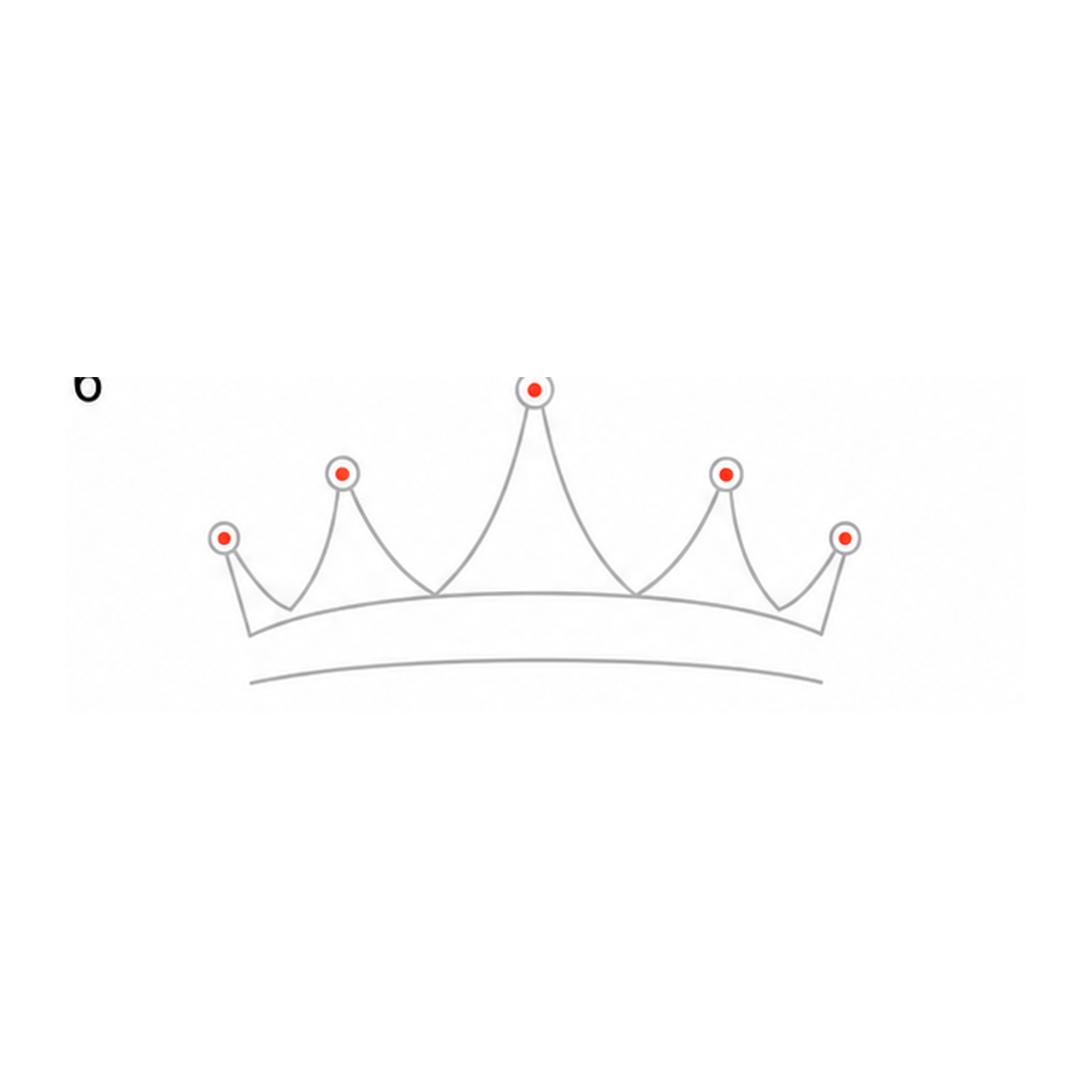 Step 6 of how to draw a crown: add the point jewels.