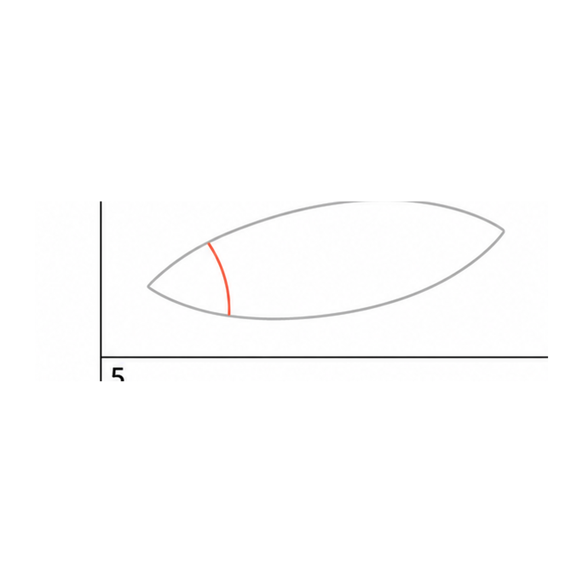 Step 3 of how to draw a football: add the left stripe.