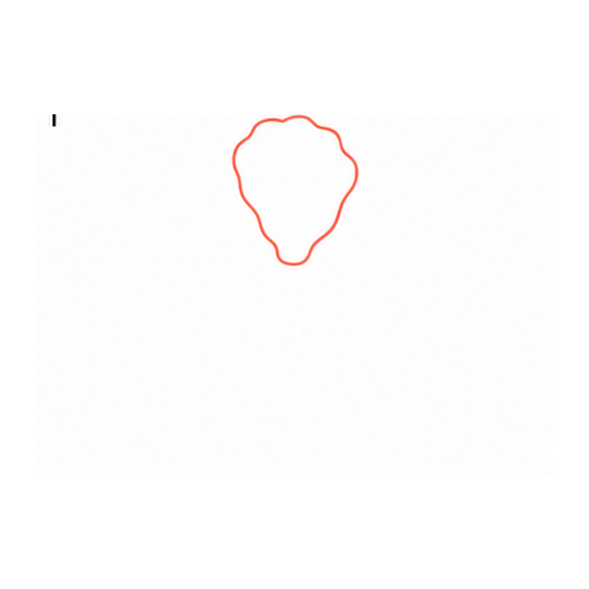 Step 1 of how to draw a hibiscus flower: draw the top petal.