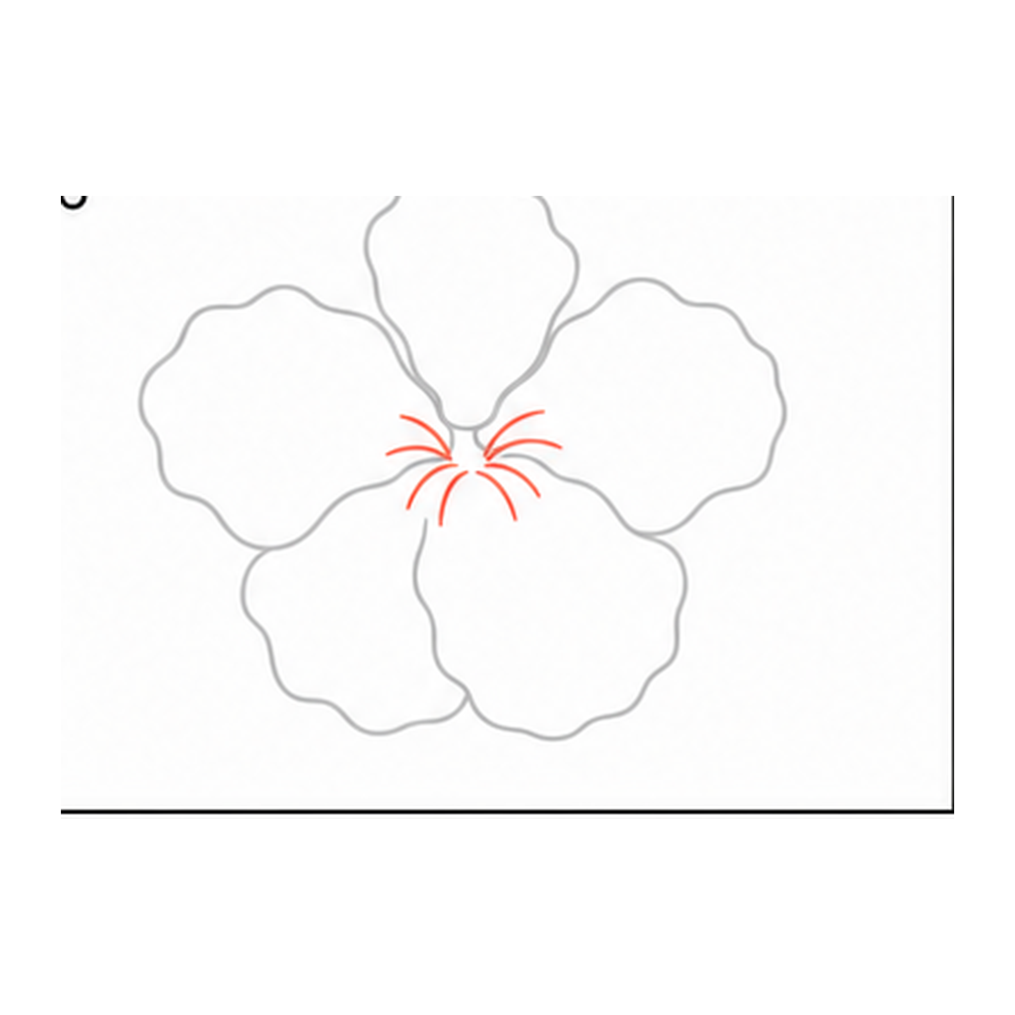 Step 6 of how to draw a hibiscus flower: draw the flower throat.