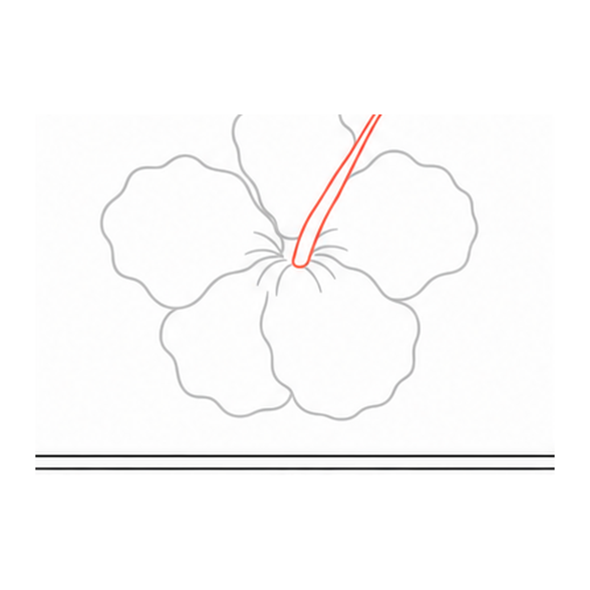 Step 7 of how to draw a hibiscus flower: add the stamen.