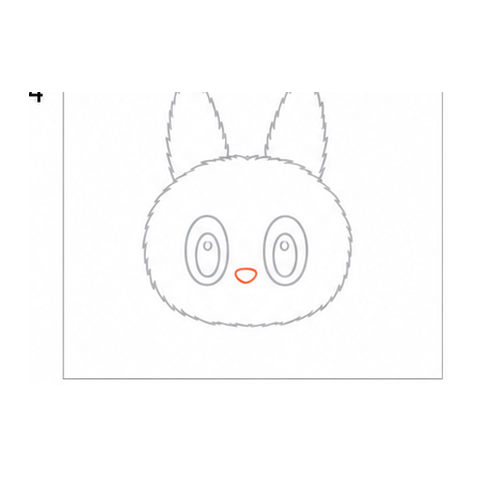 Step 4 of how to draw a labubu: add the nose.