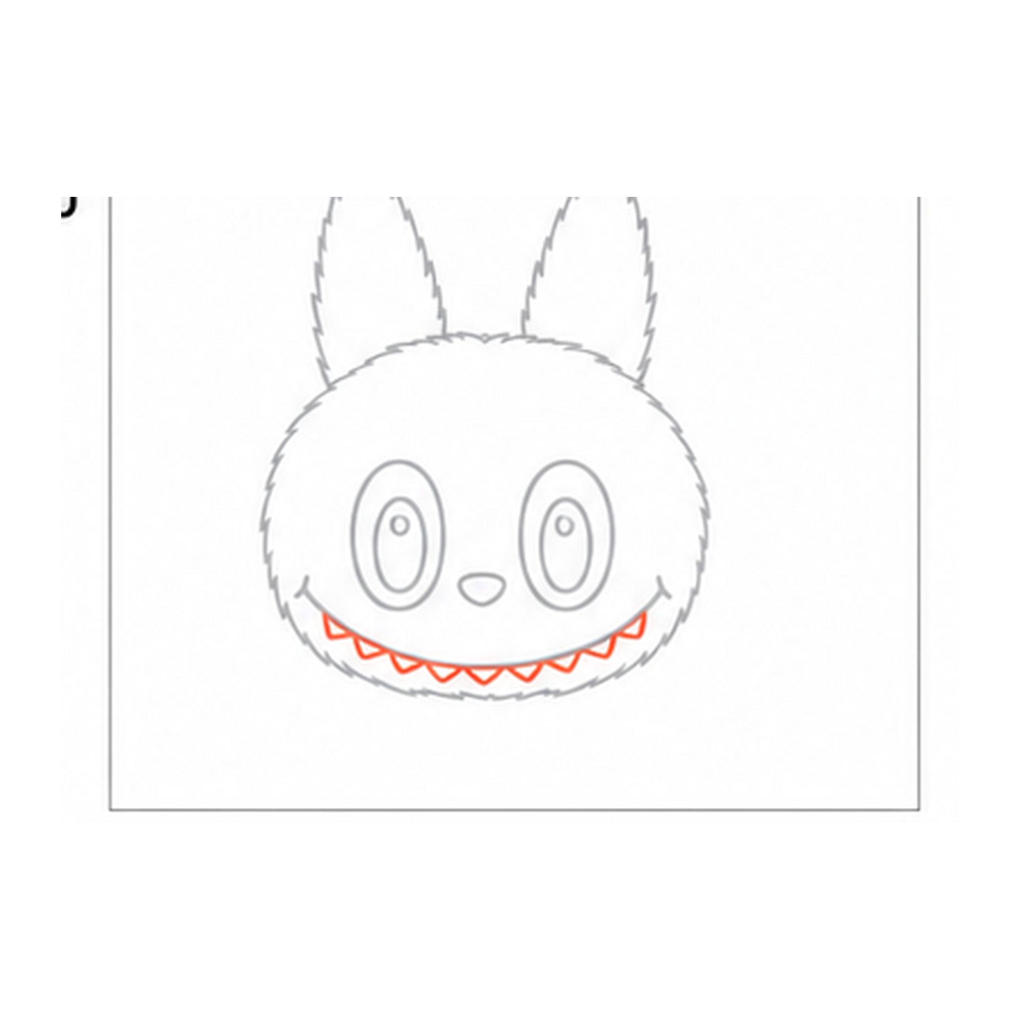 Step 6 of how to draw a labubu: add the teeth.