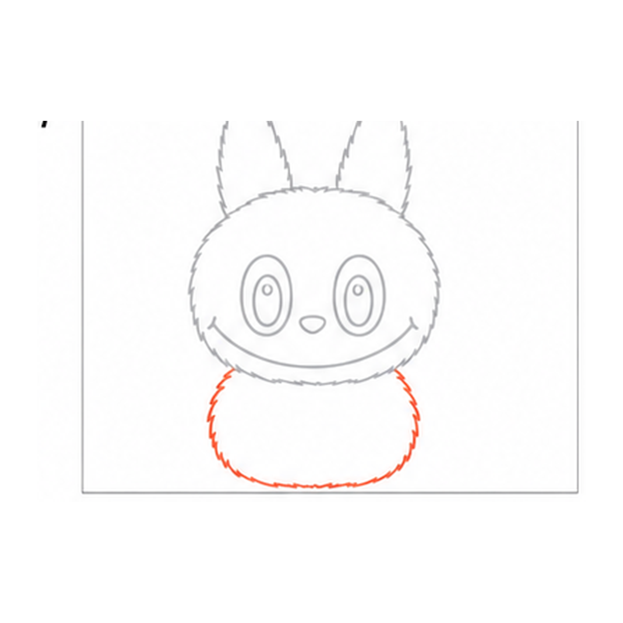 Step 7 of how to draw a labubu: draw the furry body.