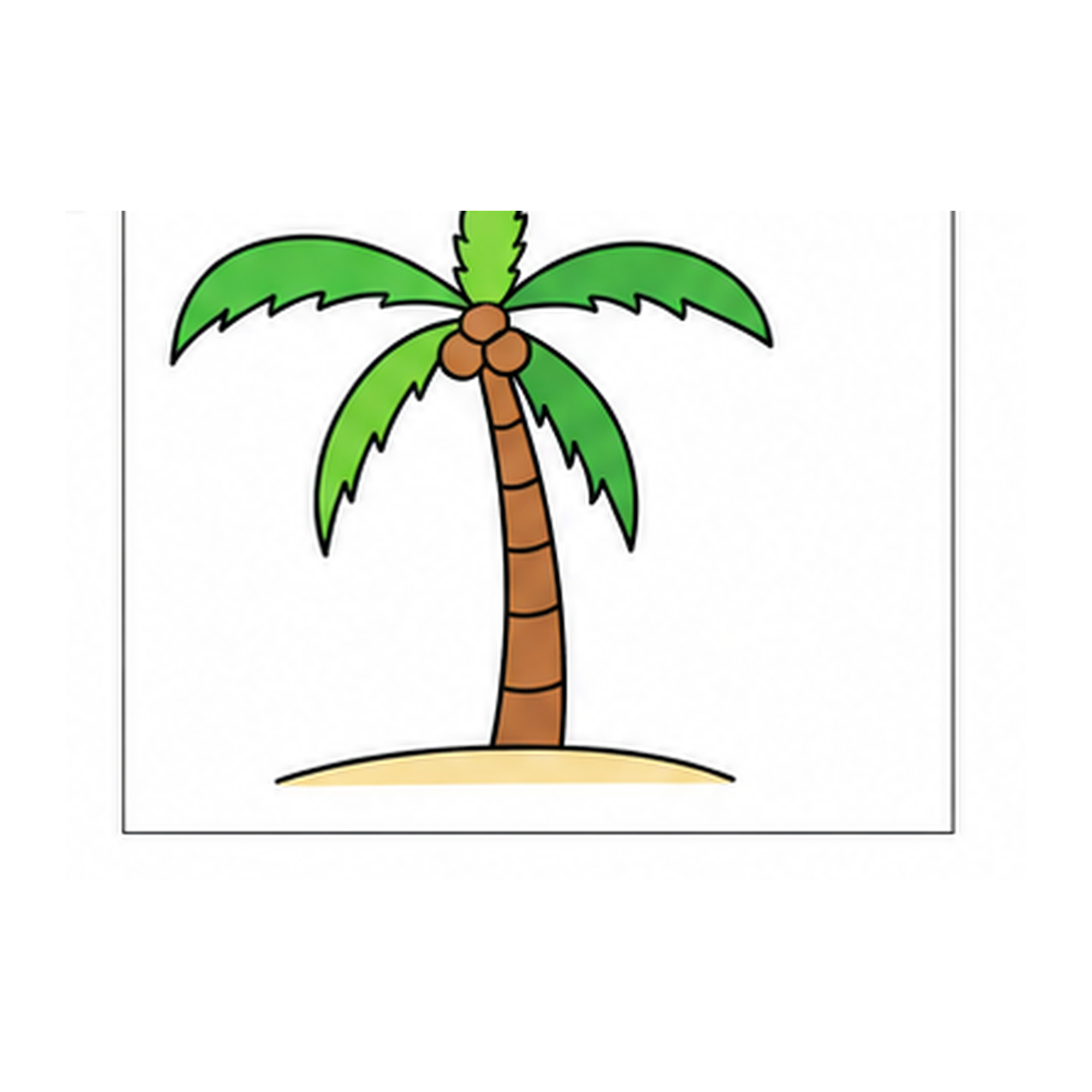 Finished, colored how to draw a palm tree: easy step-by-step tutorial drawing