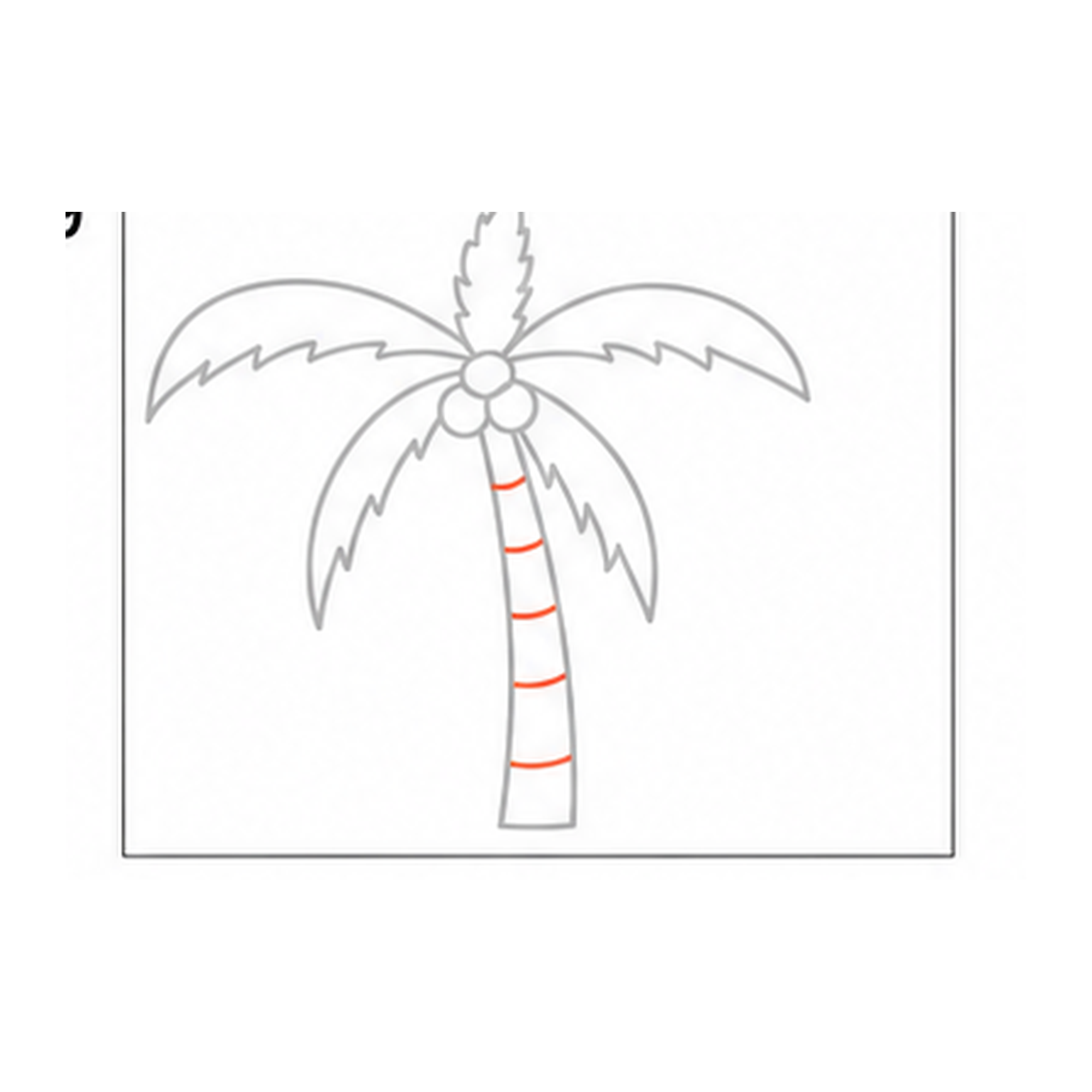 Step 9 of how to draw a palm tree: add five trunk bands.