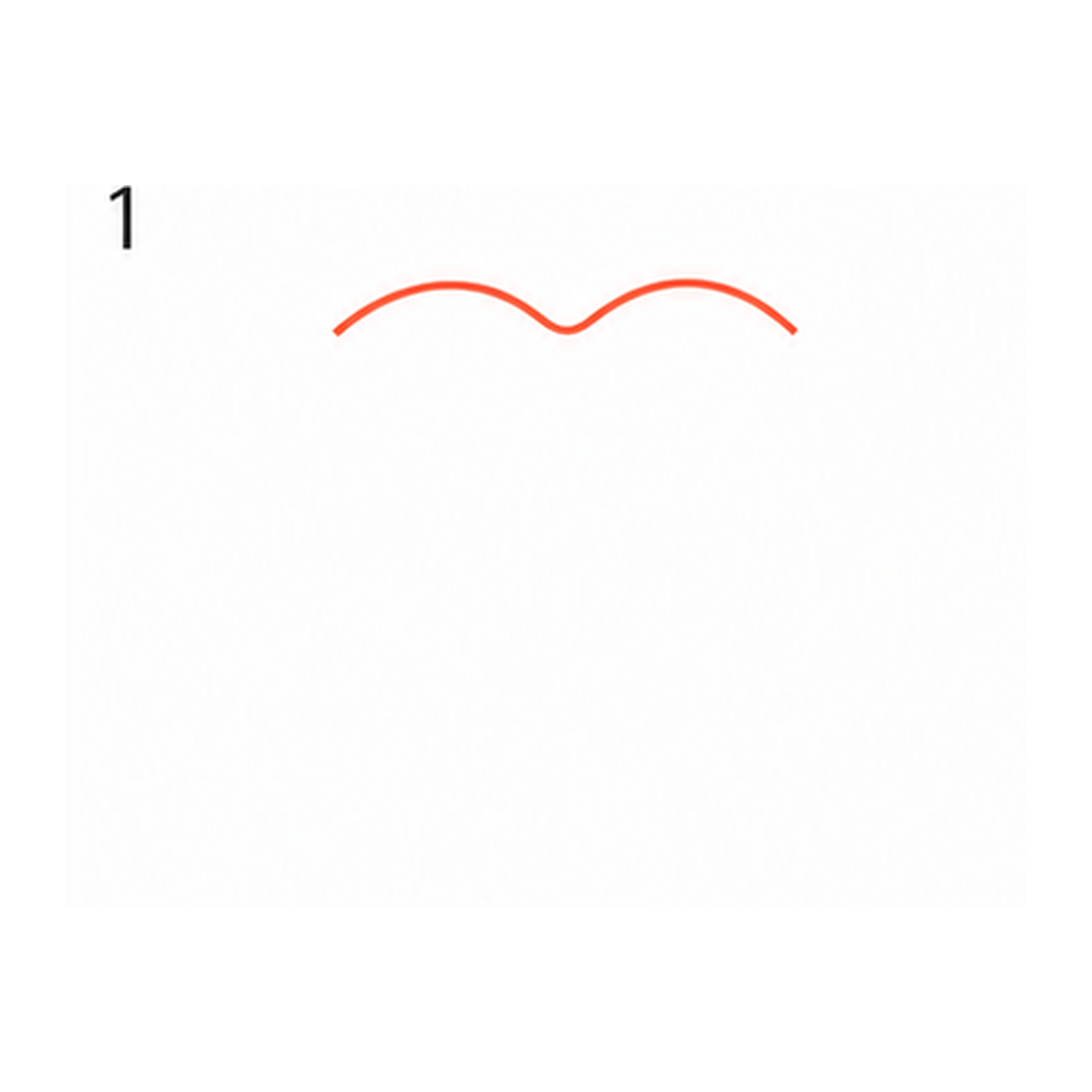 Step 1 of how to draw a strawberry: draw the top curve.