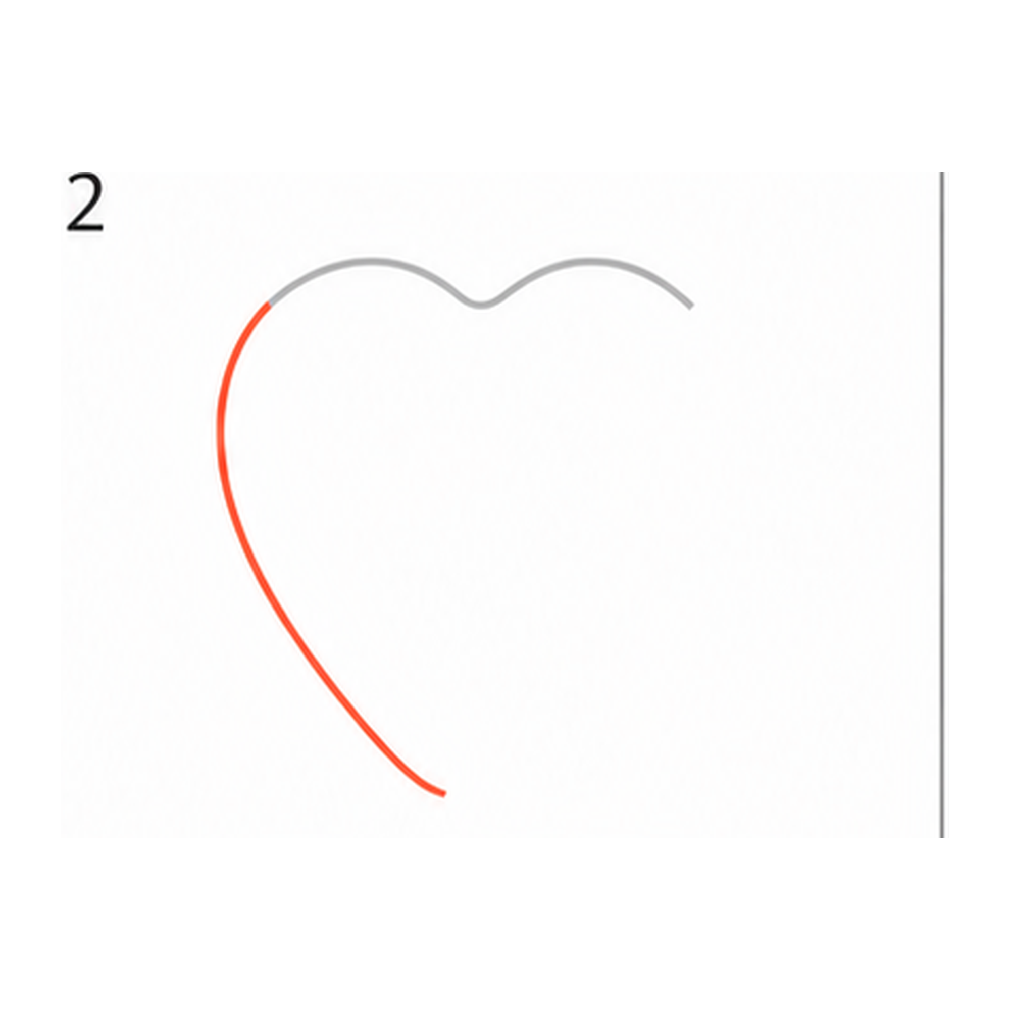 Step 2 of how to draw a strawberry: draw the left side.