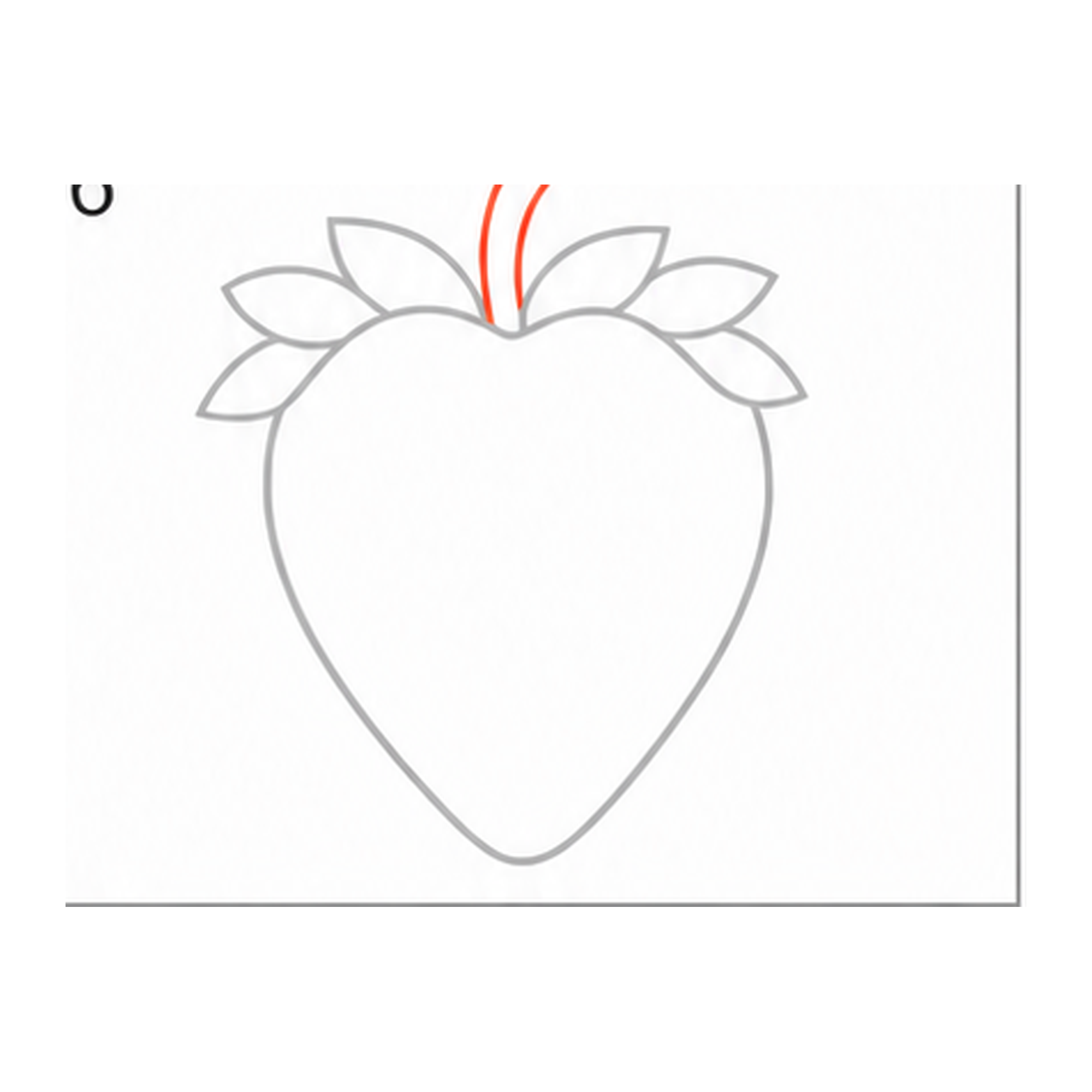 Step 6 of how to draw a strawberry: draw the stem.