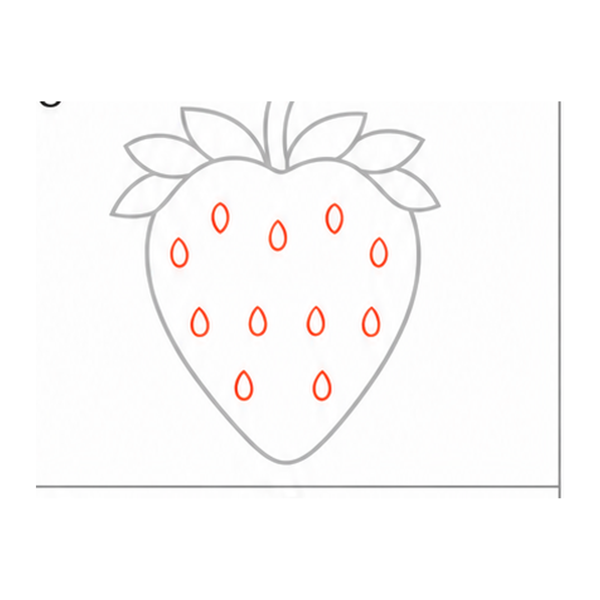 Step 8 of how to draw a strawberry: add the lower seeds.
