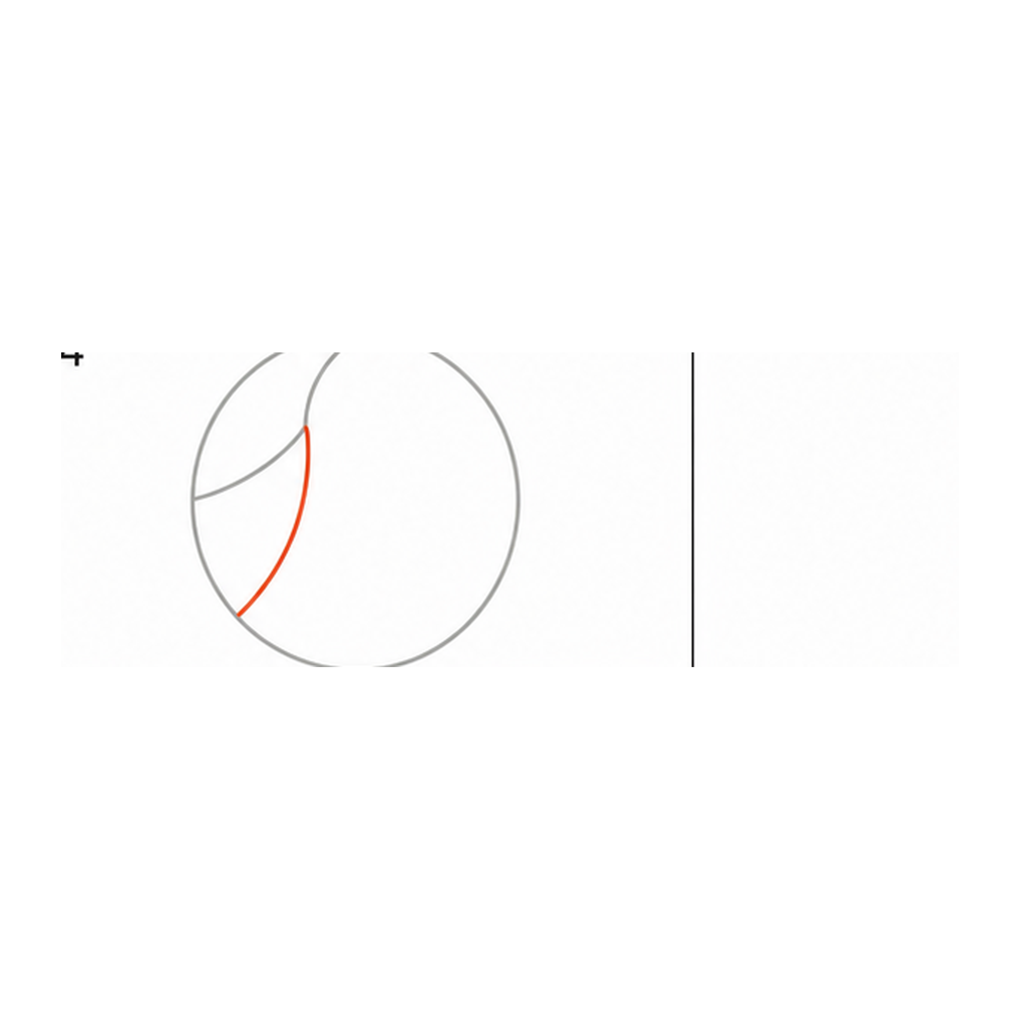 Step 4 of how to draw a volleyball: add the lower-left seam.