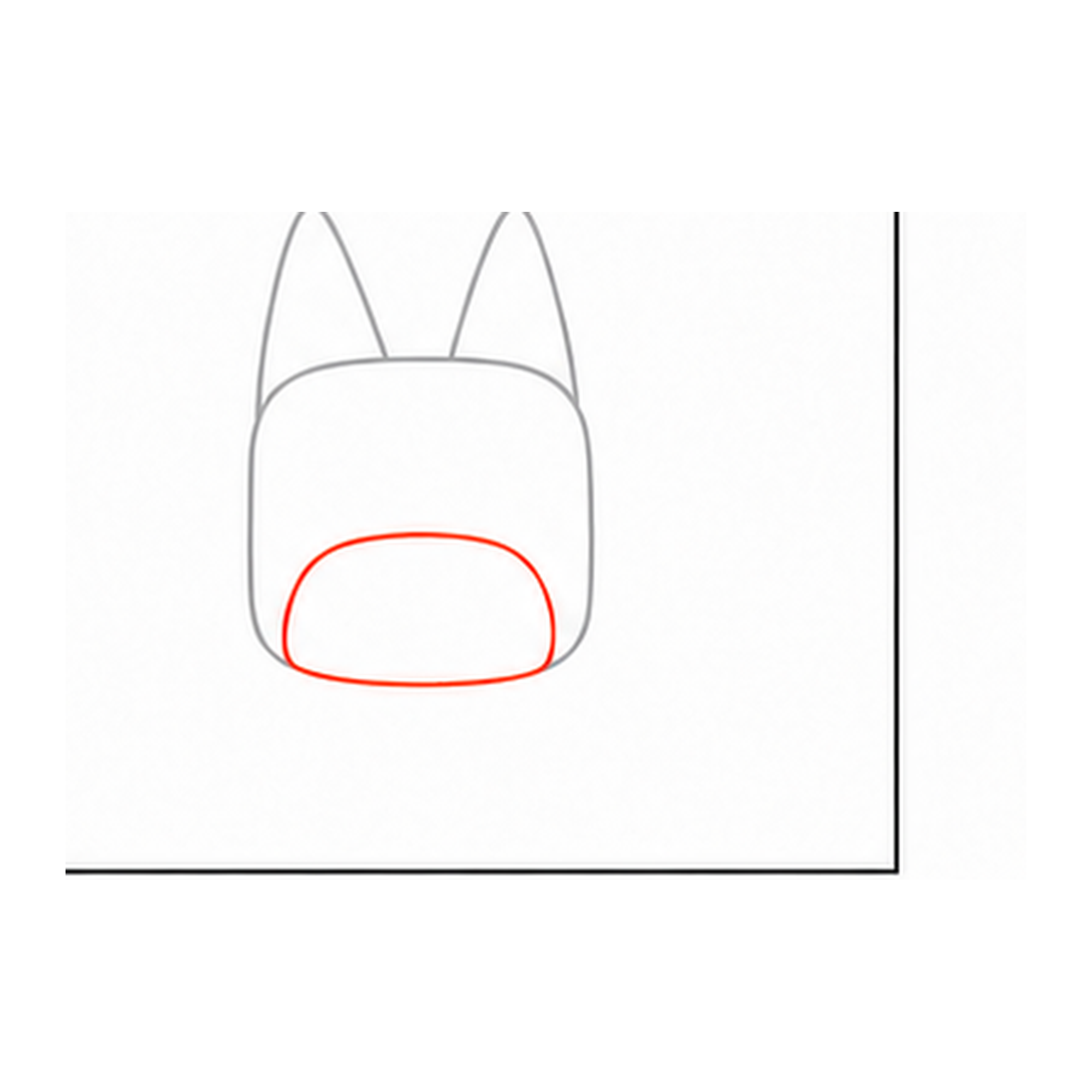 Step 3 of how to draw bluey: draw the muzzle.