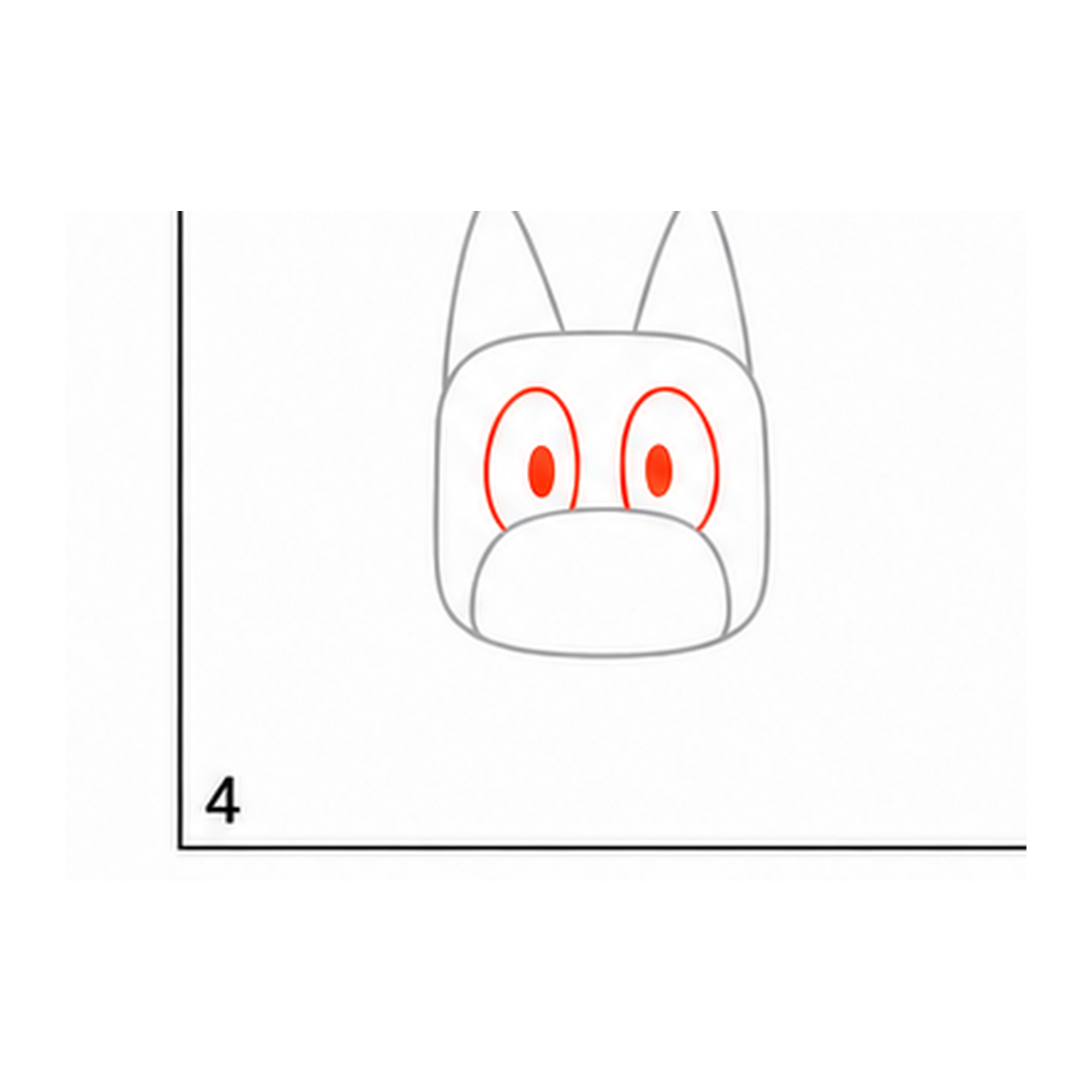 Step 4 of how to draw bluey: add the eyes.