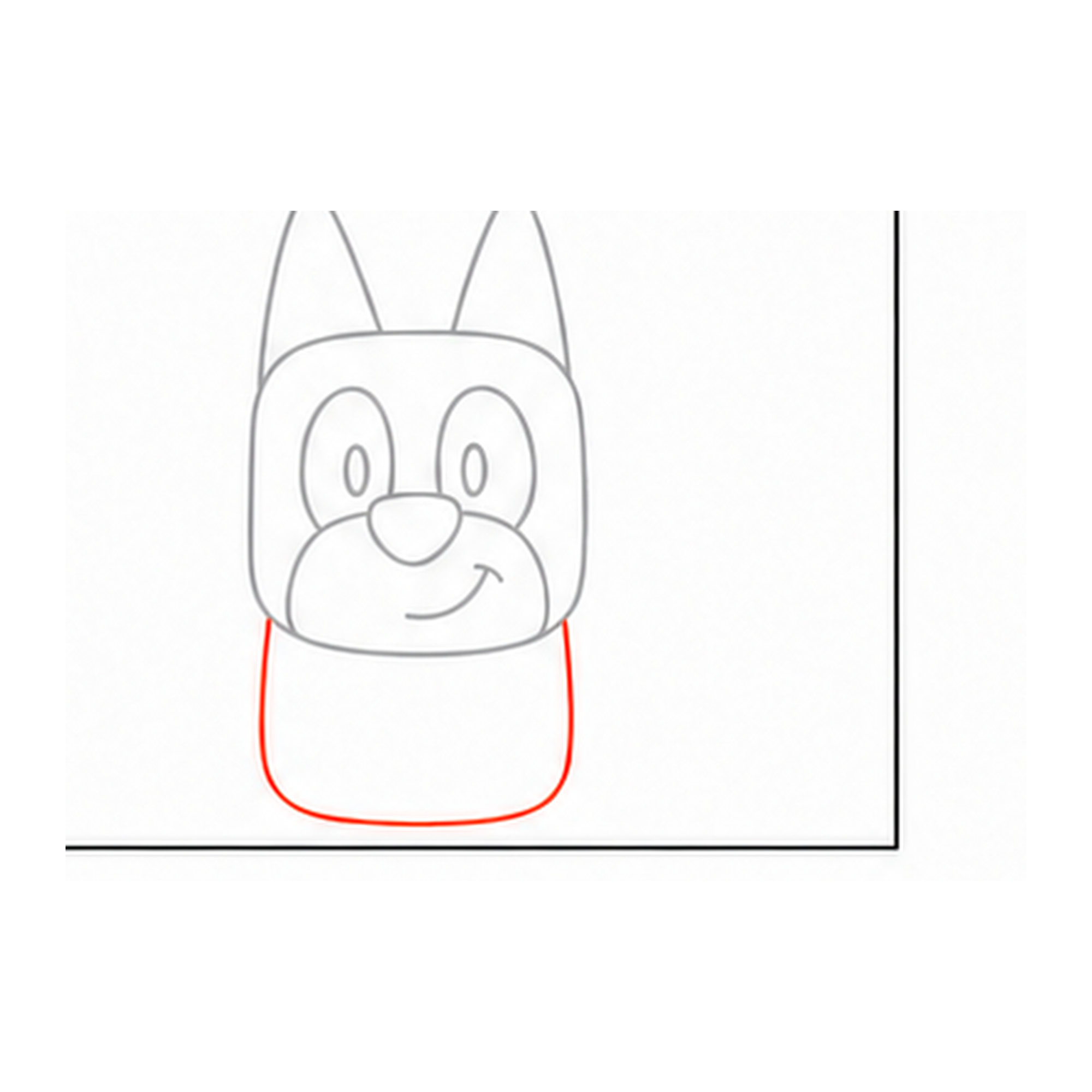 Step 6 of how to draw bluey: draw the body.