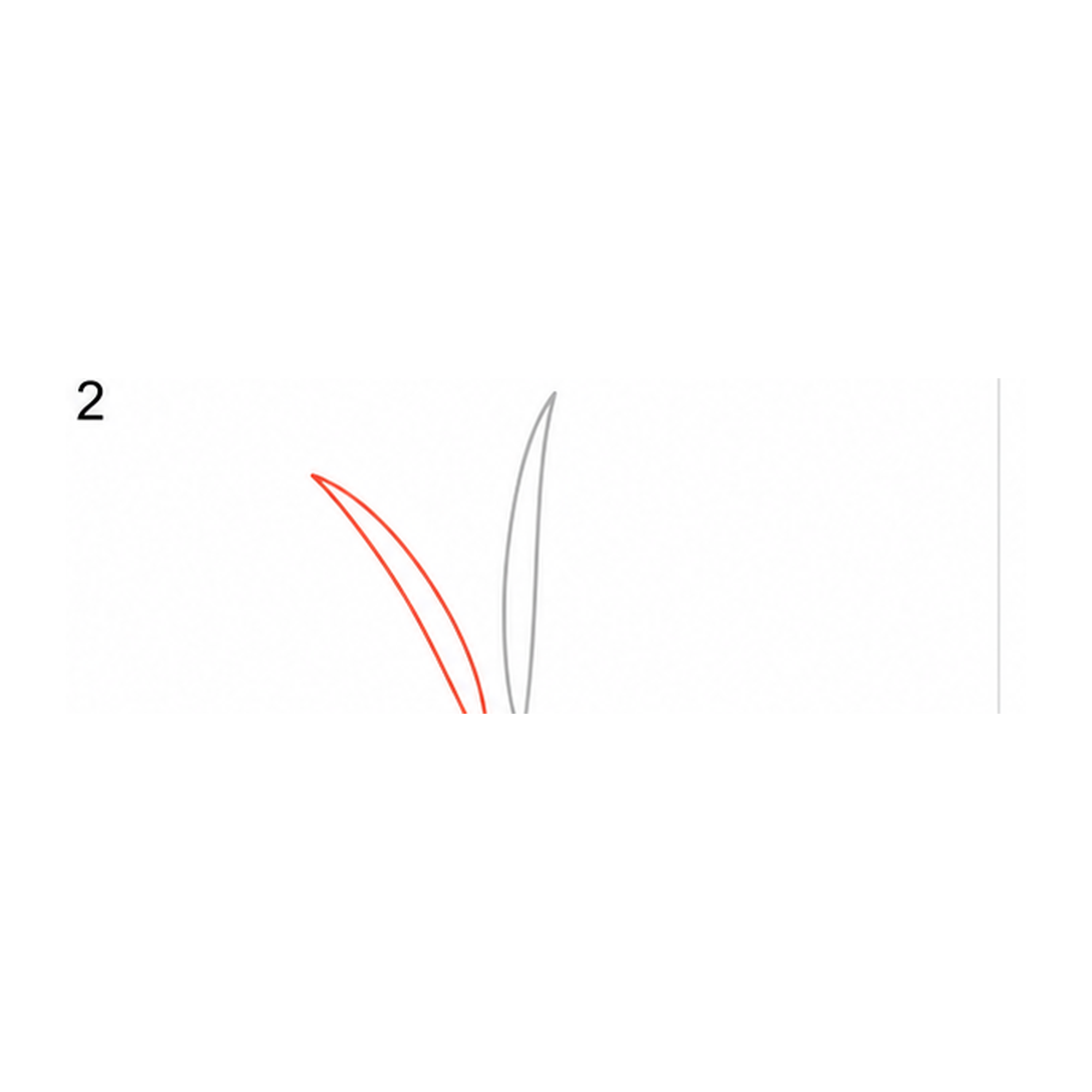 Step 2 of how to draw grass: add a left blade.