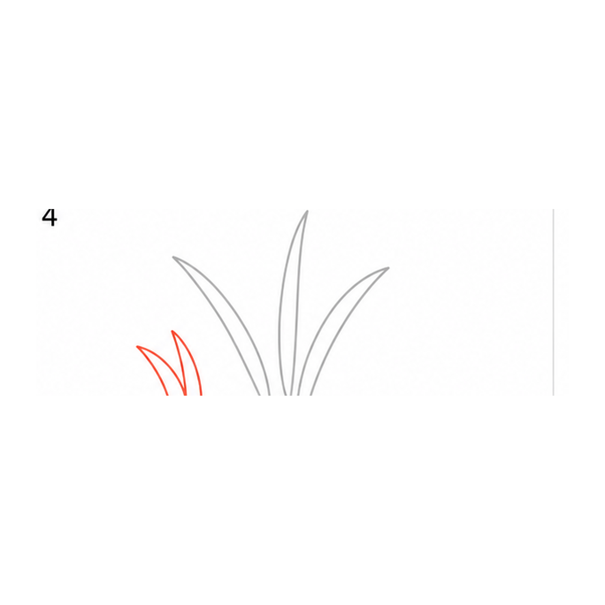 Step 4 of how to draw grass: add the left short blades.