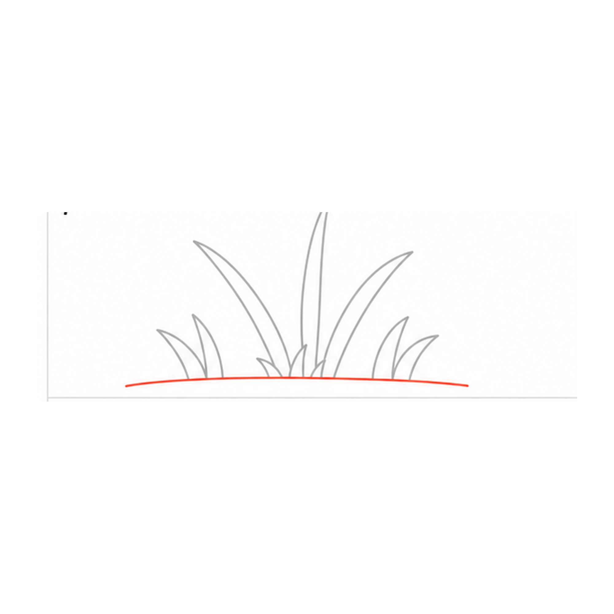 Step 7 of how to draw grass: draw the ground line.