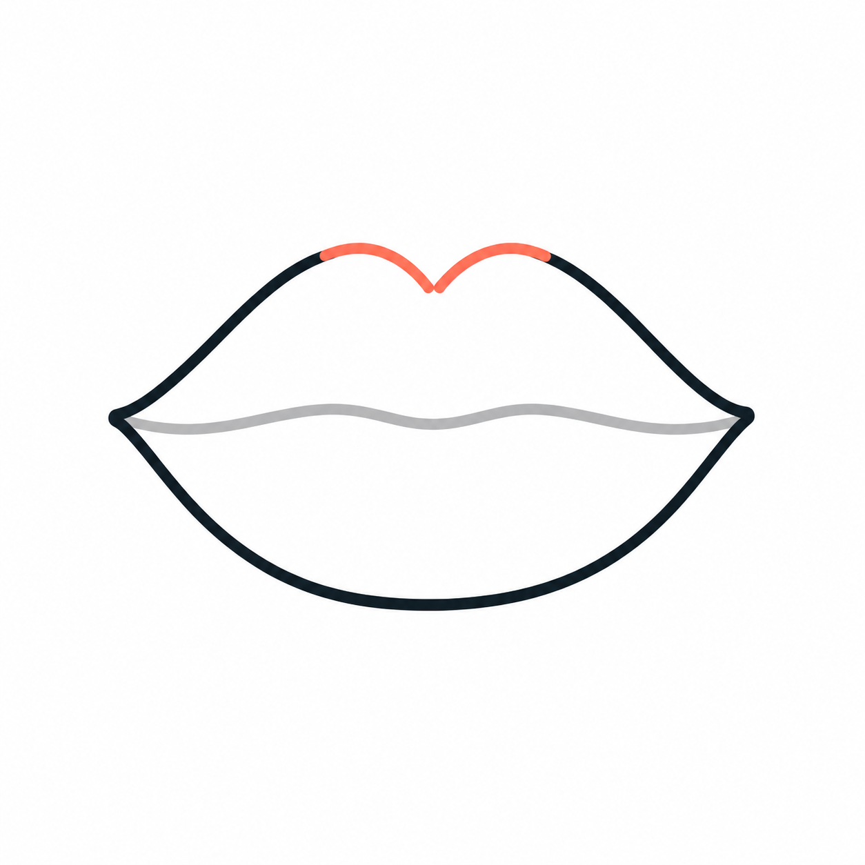 Step 2: Add two curves to form the cupid's bow.
