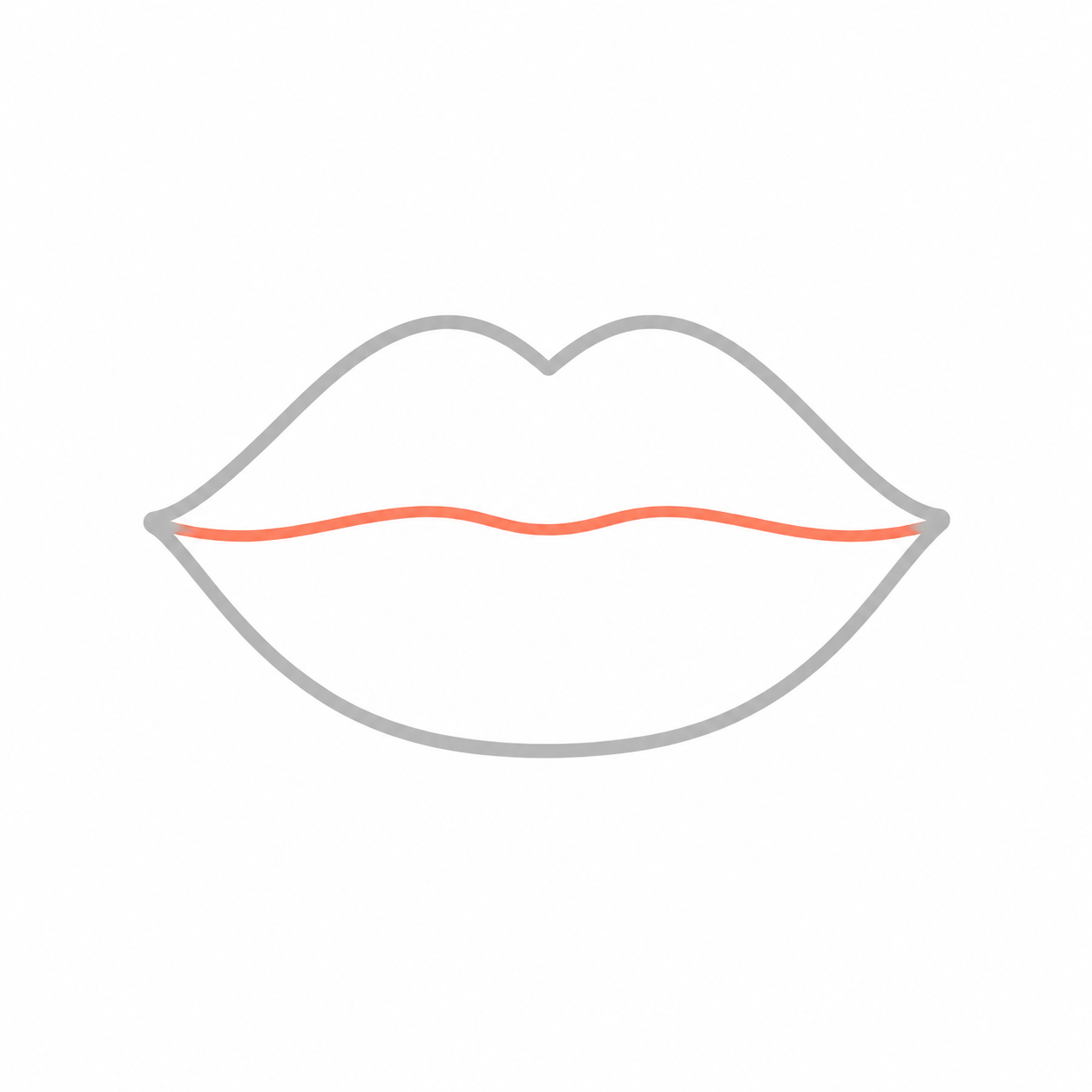 Step 5: Draw the inner separation line between the lips.