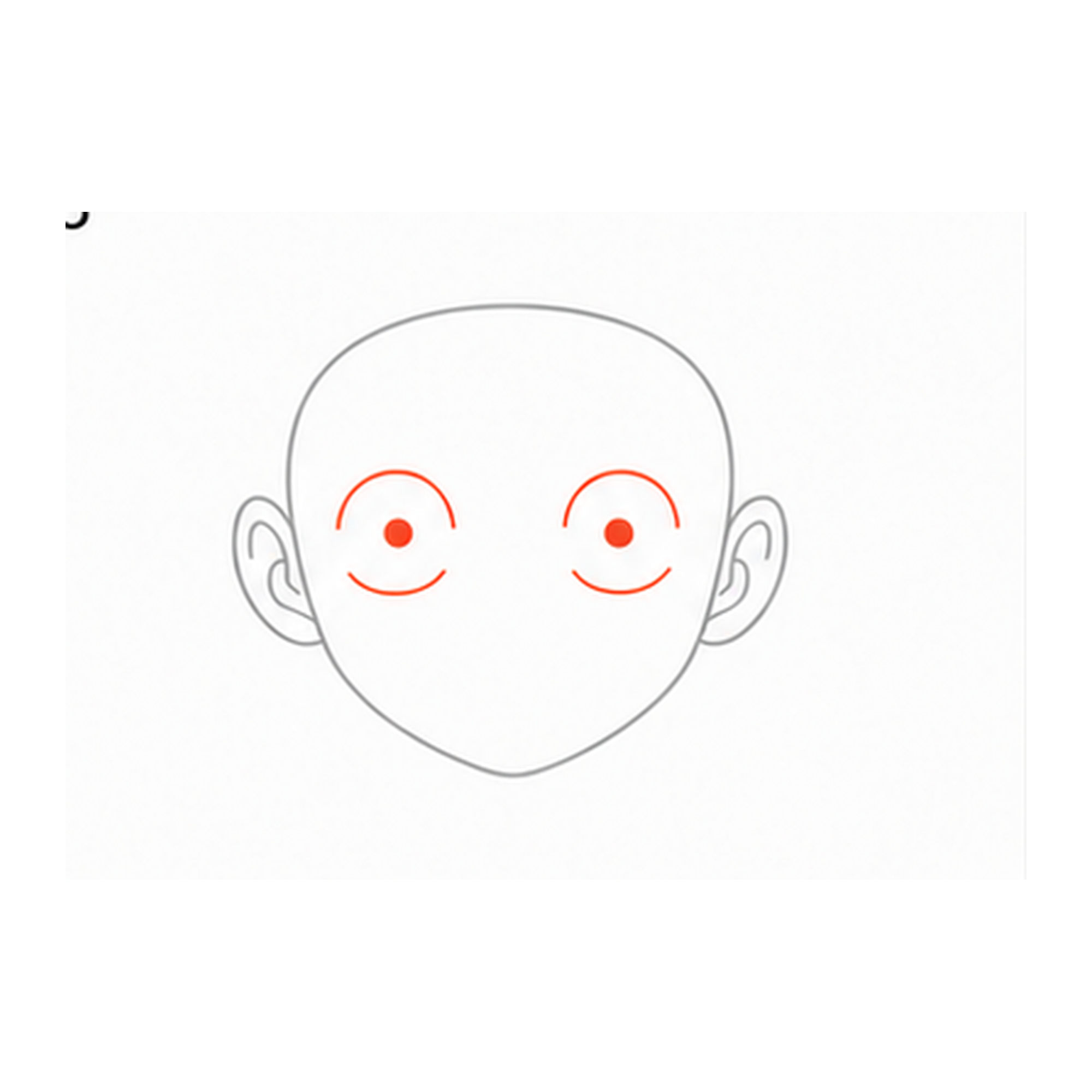 Step 3 of how to draw luffy: draw the eyes.