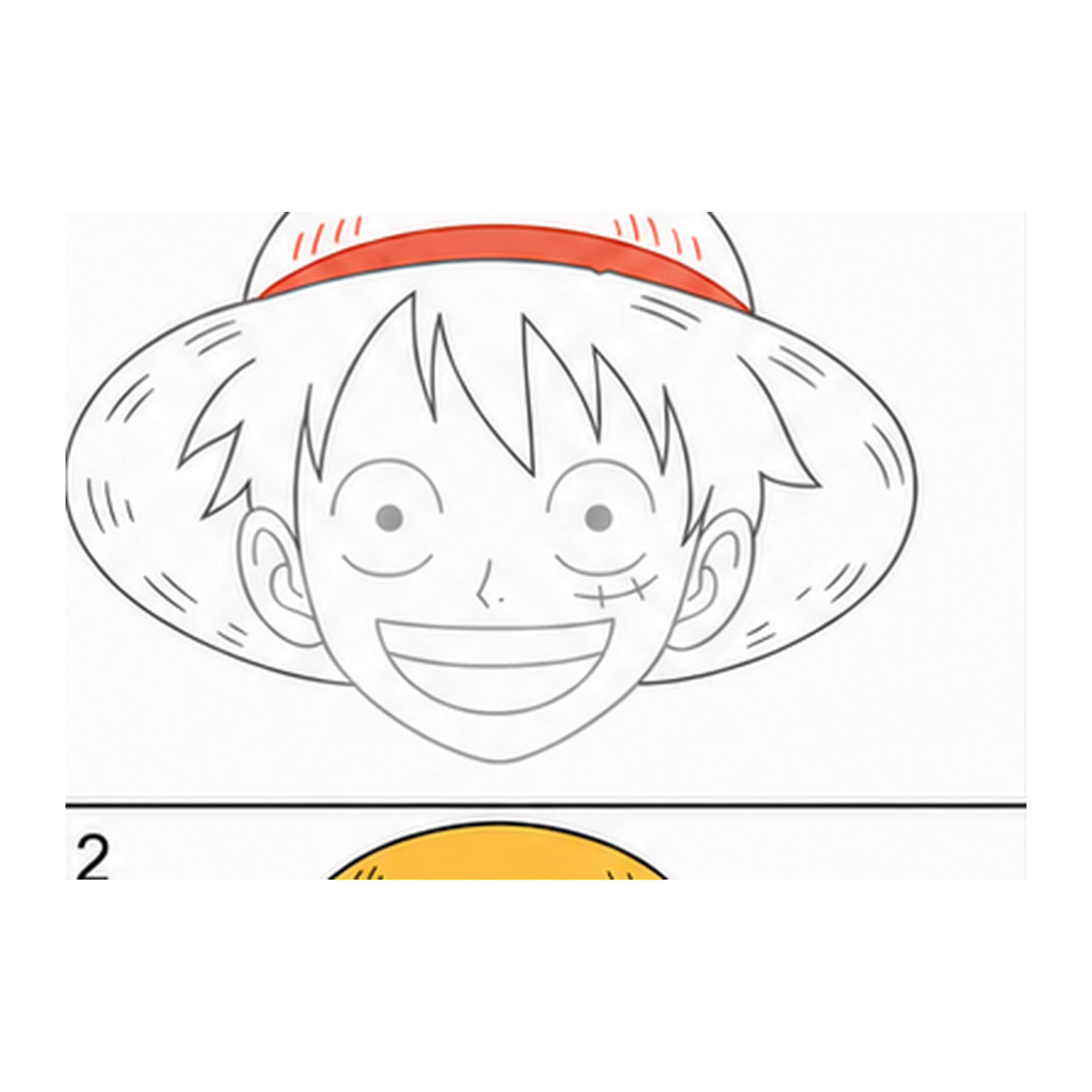 Step 9 of how to draw luffy: add the hat band.