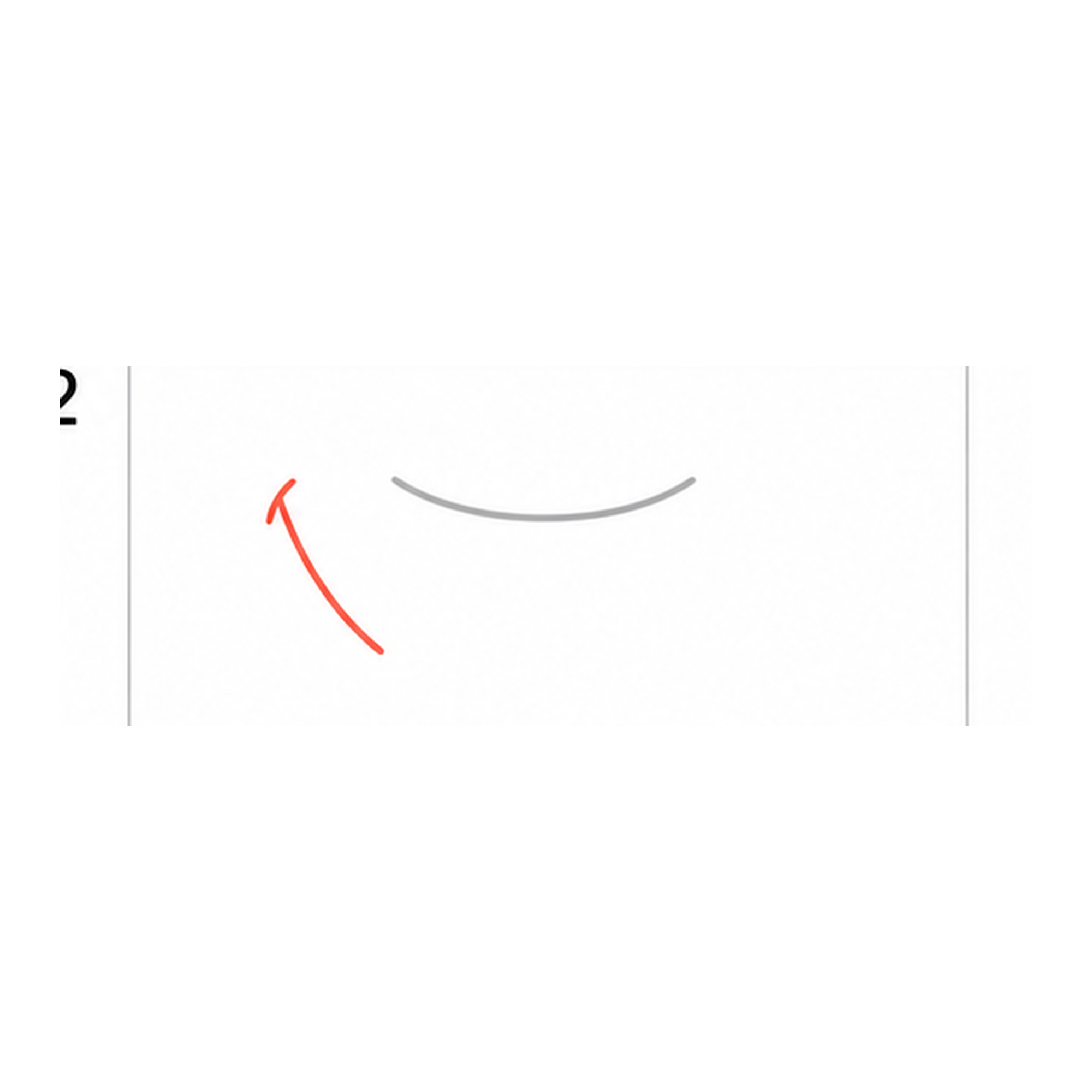 Step 2 of how to draw a mouth: add the left corner.
