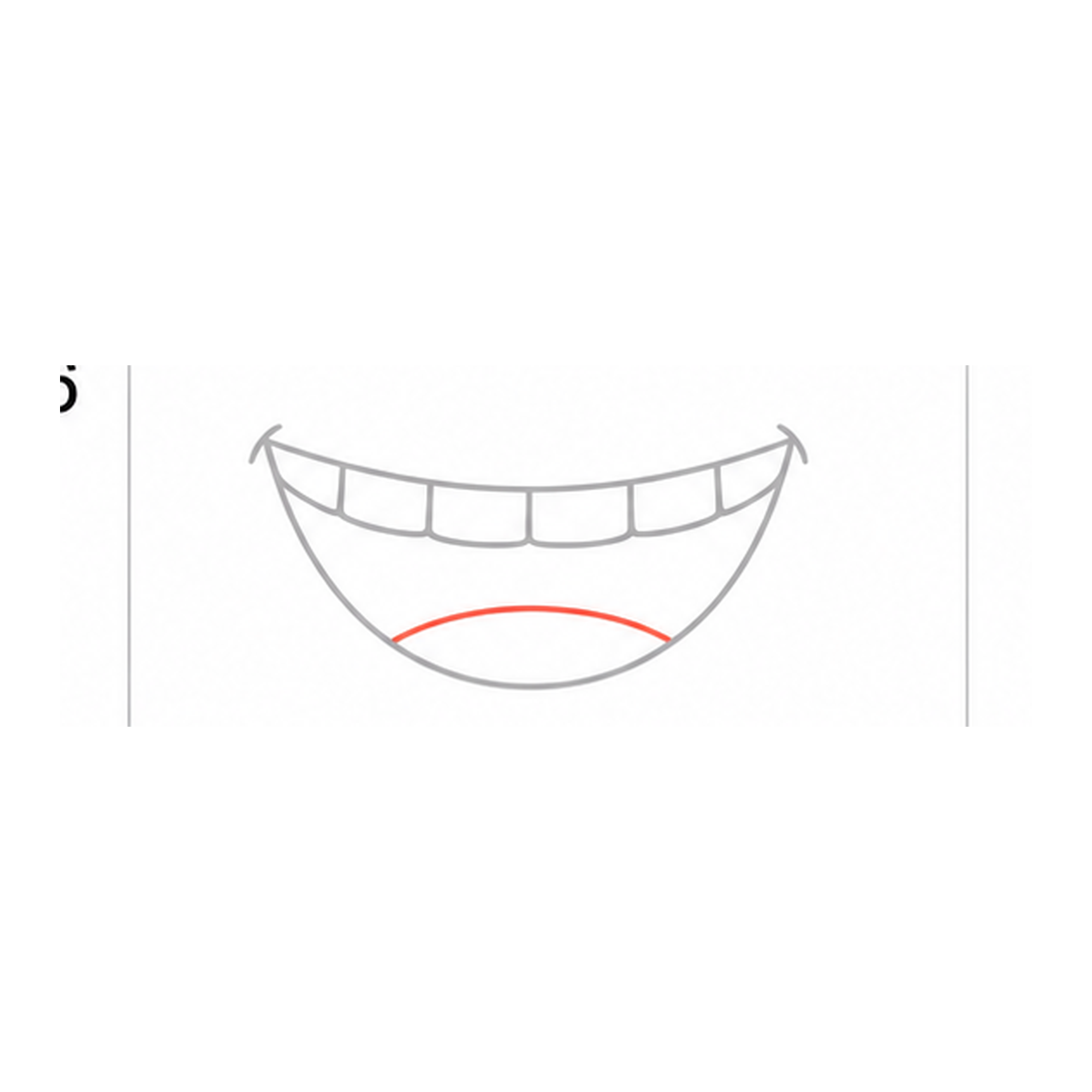 Step 6 of how to draw a mouth: add the tongue.