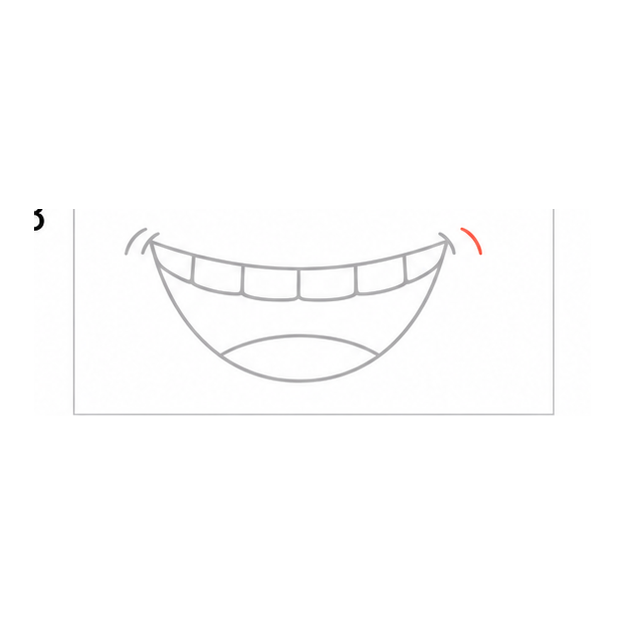 Step 8 of how to draw a mouth: add the right smile crease.