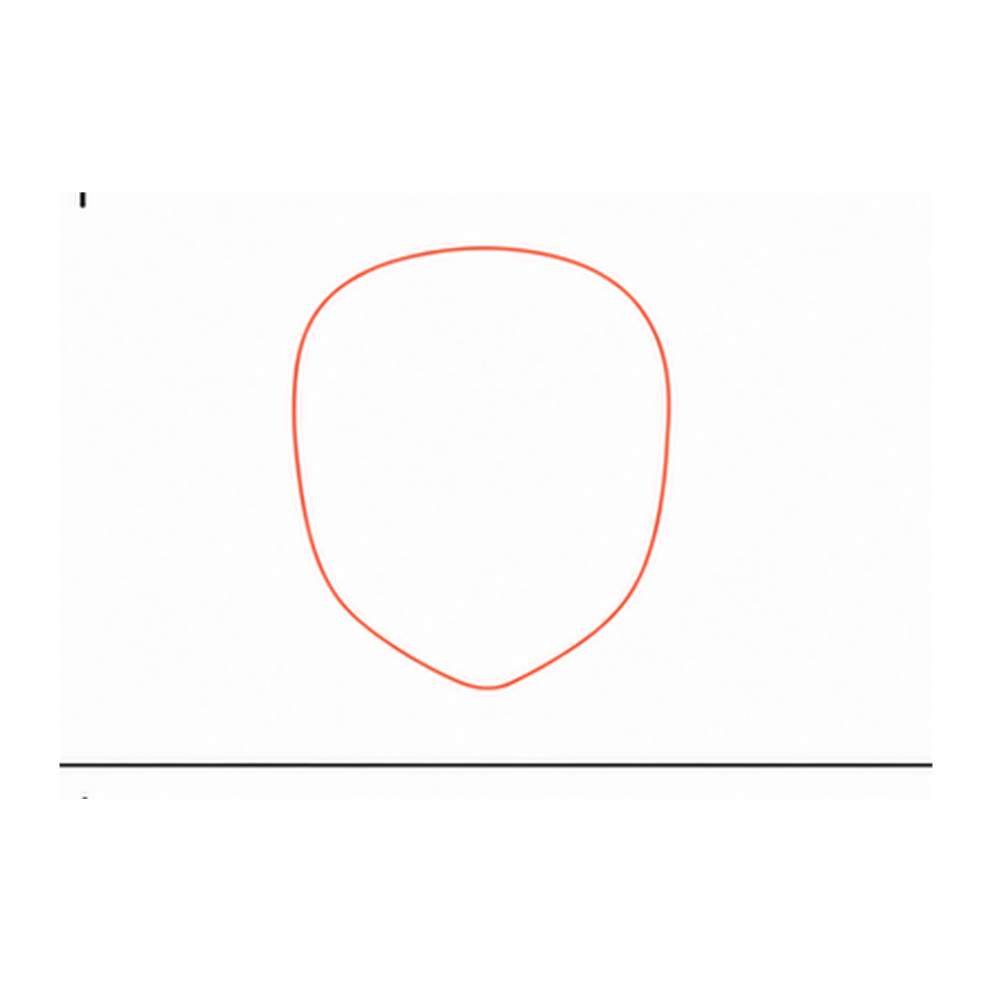 Step 1 of how to draw naruto: draw the face shape.