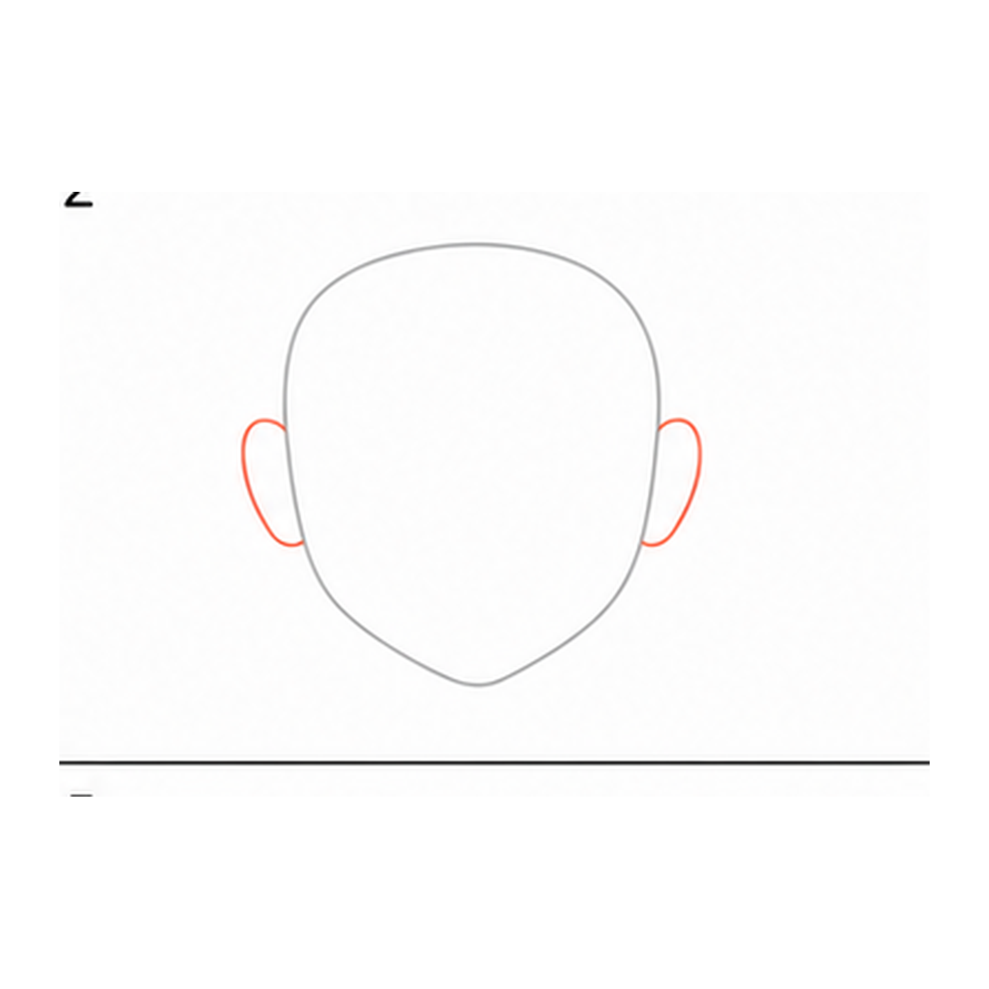 Step 2 of how to draw naruto: add the ears.
