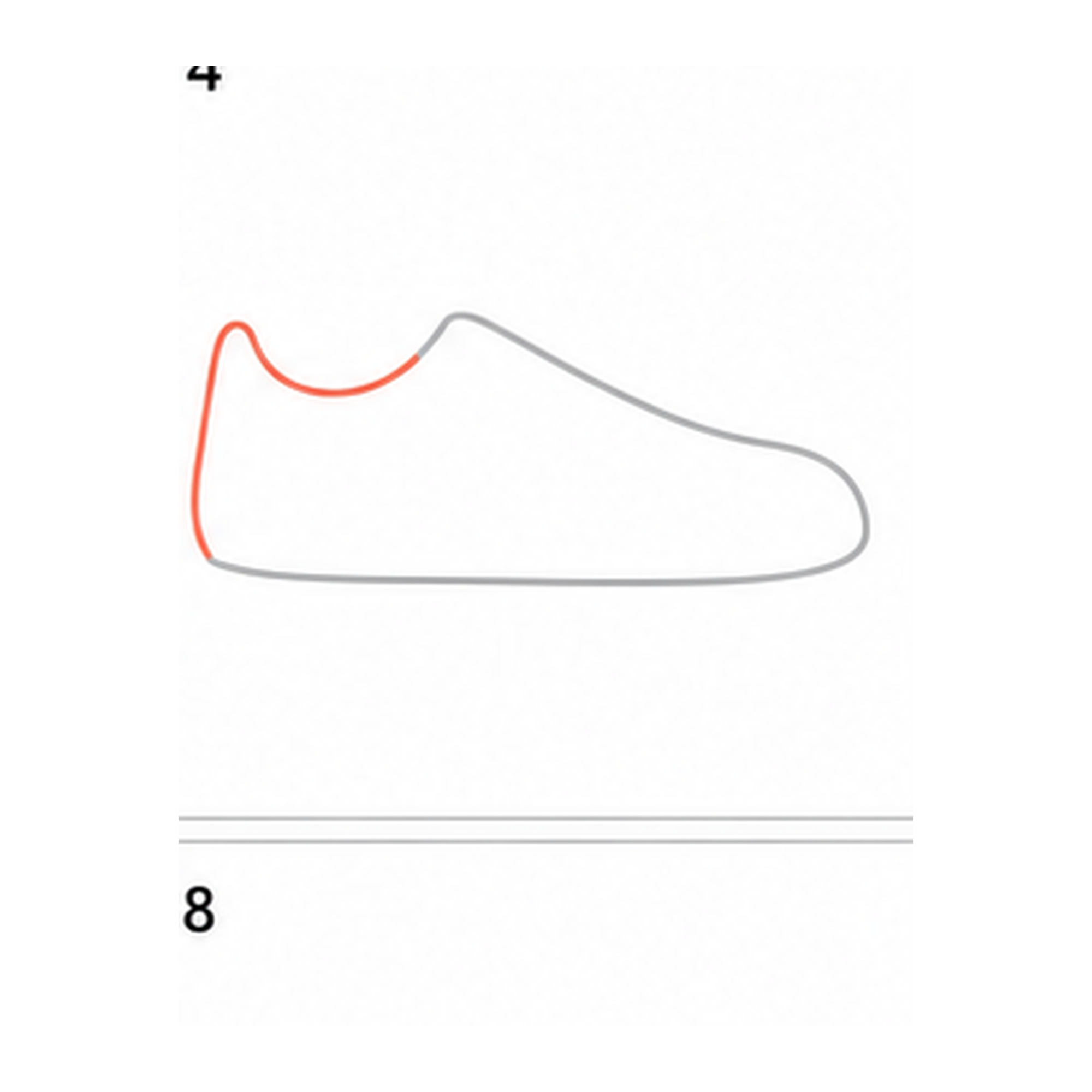 Step 4 of how to draw shoes: close the shoe outline.