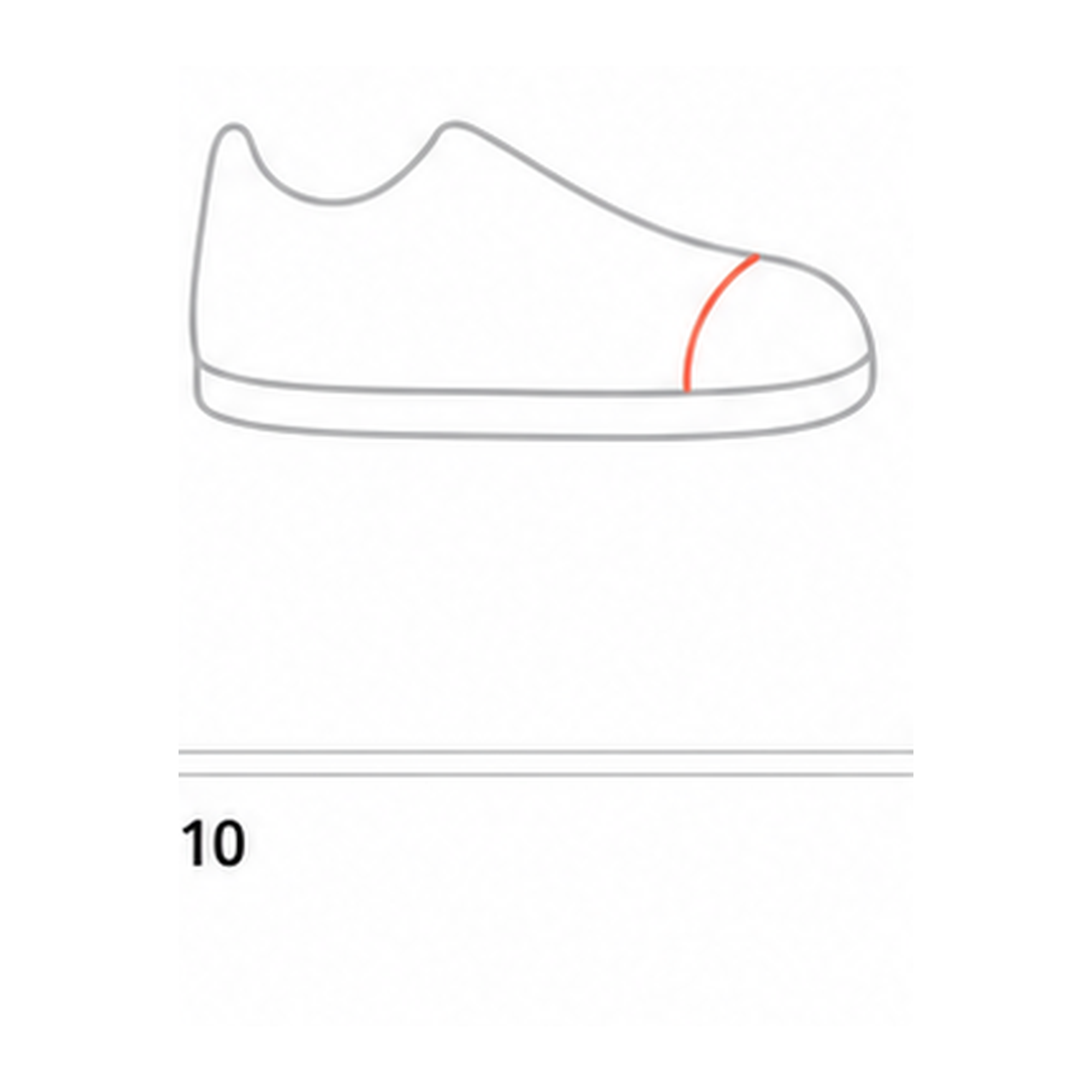 Step 6 of how to draw shoes: add the toe-cap seam.
