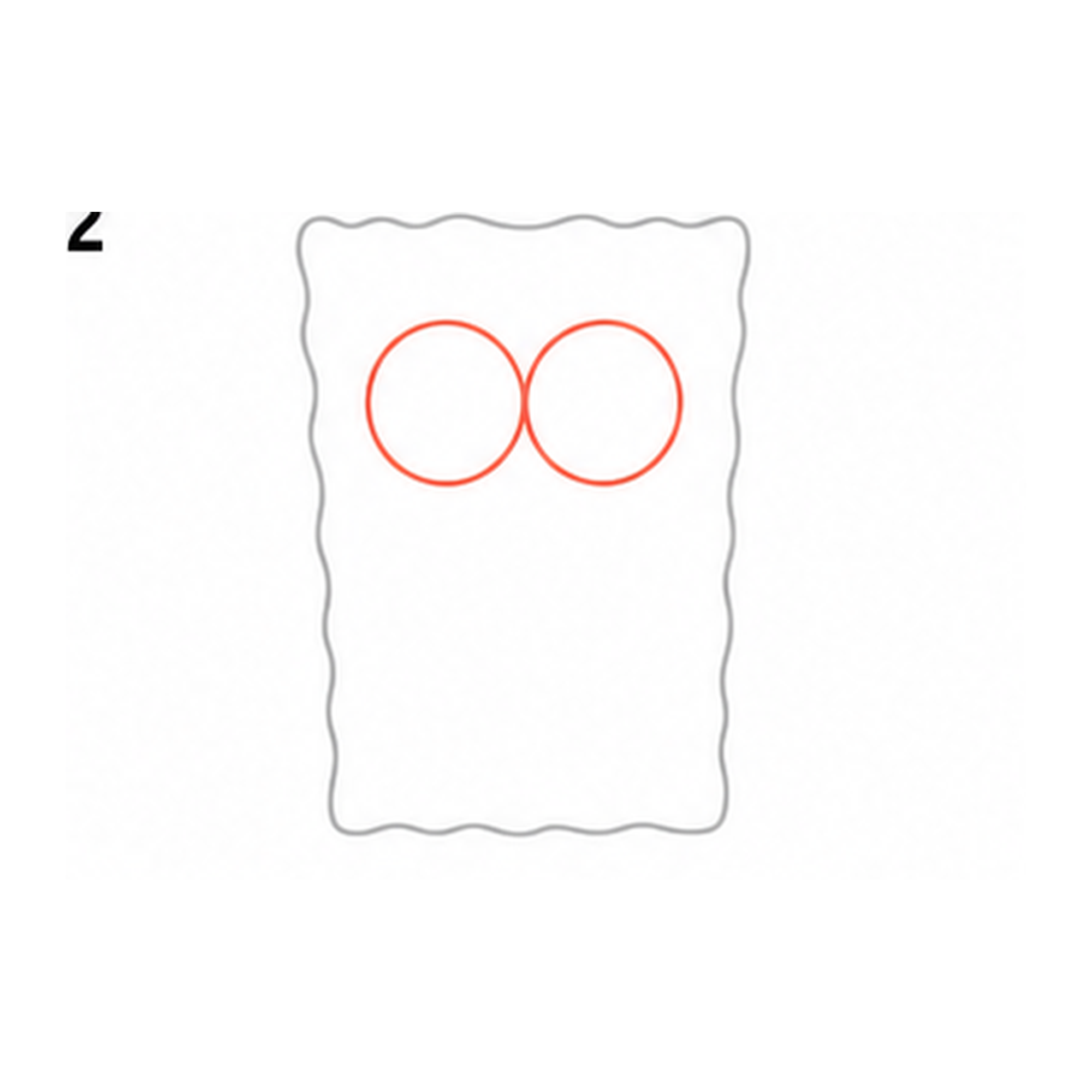 Step 2 of how to draw spongebob: add the eyes.