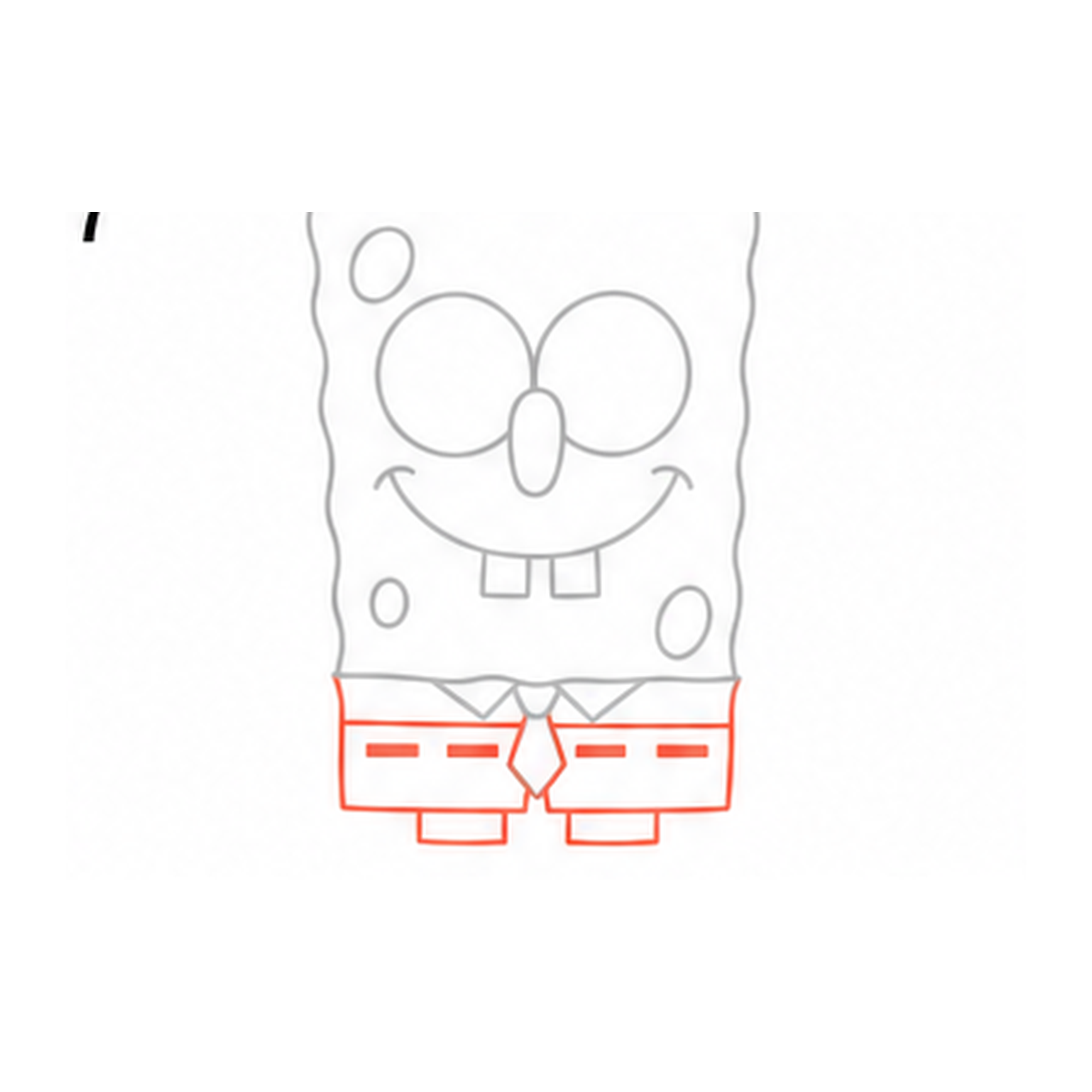 Step 7 of how to draw spongebob: add the trousers.
