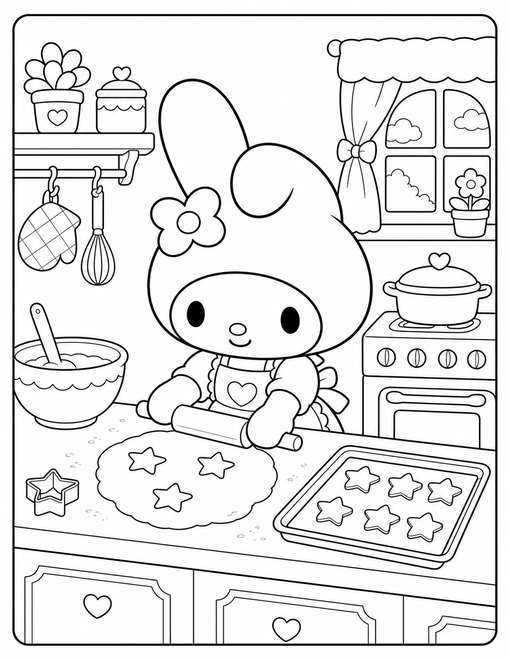 My Melody 006 My Melody Baking Cookies