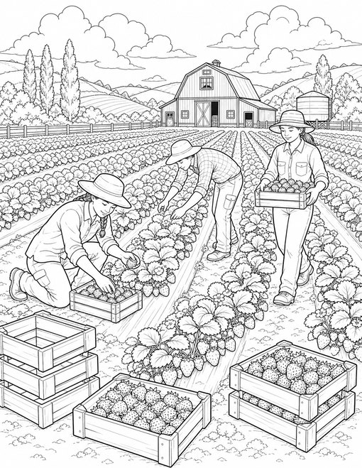 Strawberry Farm Harvest